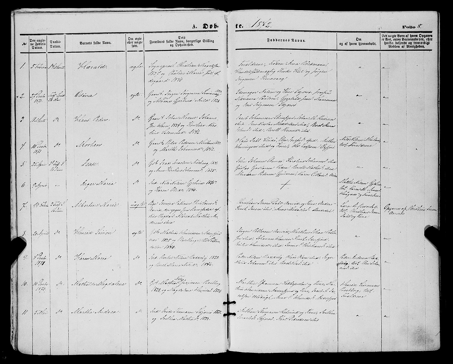Skjervøy sokneprestkontor, AV/SATØ-S-1300/H/Ha/Haa/L0008kirke: Ministerialbok nr. 8, 1871-1877, s. 8