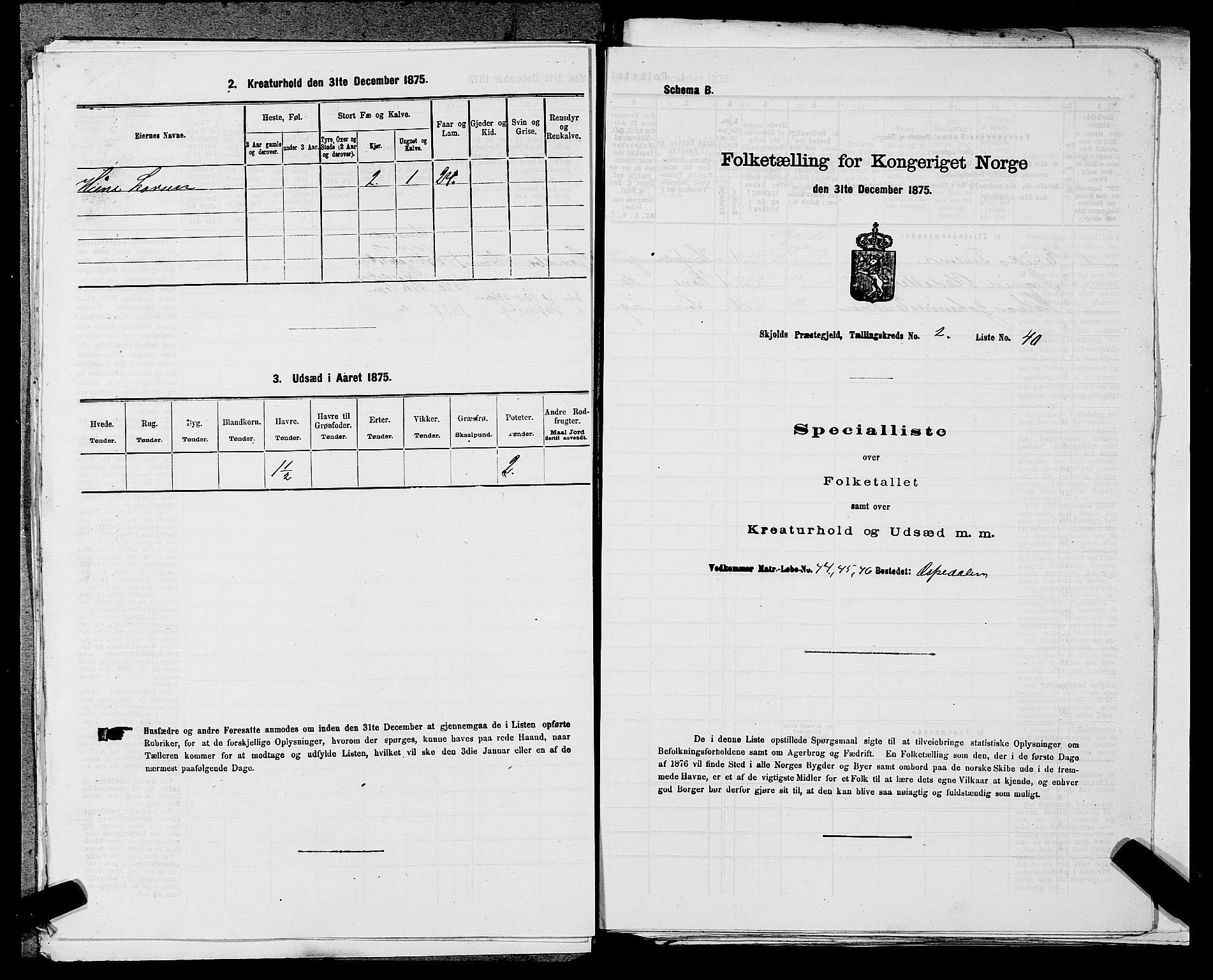 SAST, Folketelling 1875 for 1154P Skjold prestegjeld, 1875, s. 208