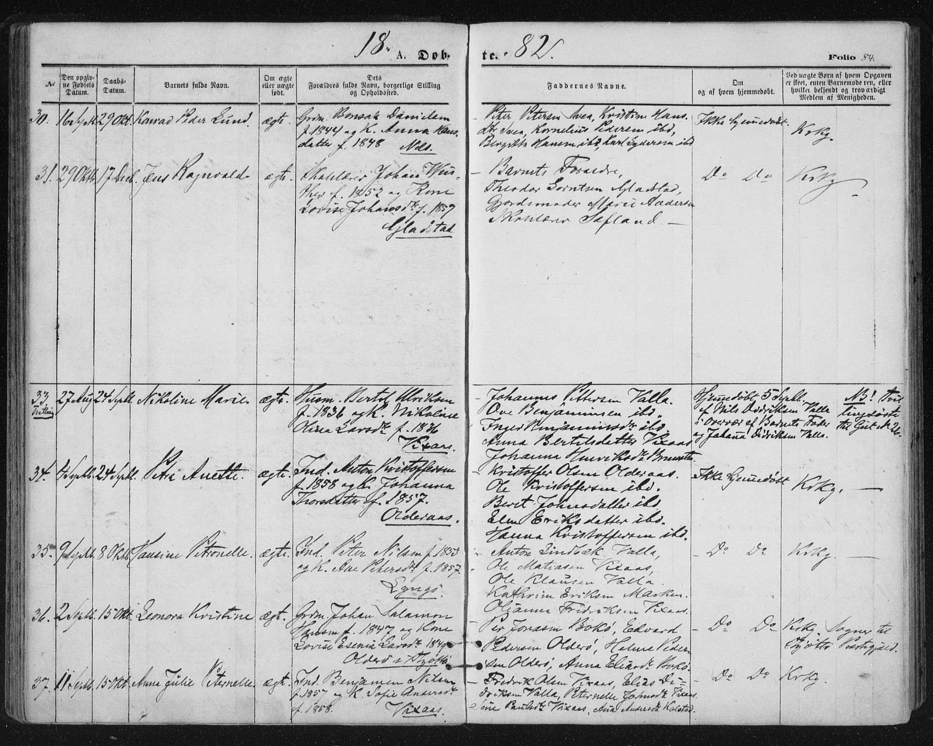 Ministerialprotokoller, klokkerbøker og fødselsregistre - Nordland, AV/SAT-A-1459/816/L0241: Ministerialbok nr. 816A07, 1870-1885, s. 84