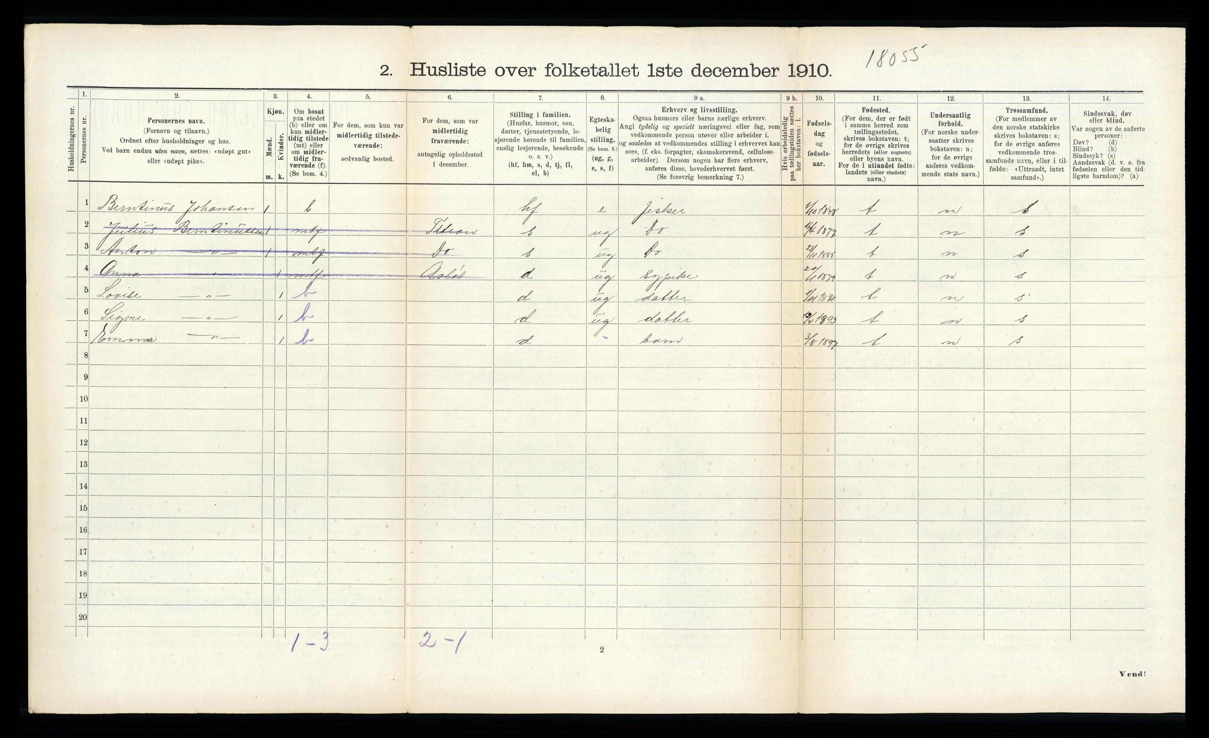 RA, Folketelling 1910 for 1619 Sør-Frøya herred, 1910, s. 305