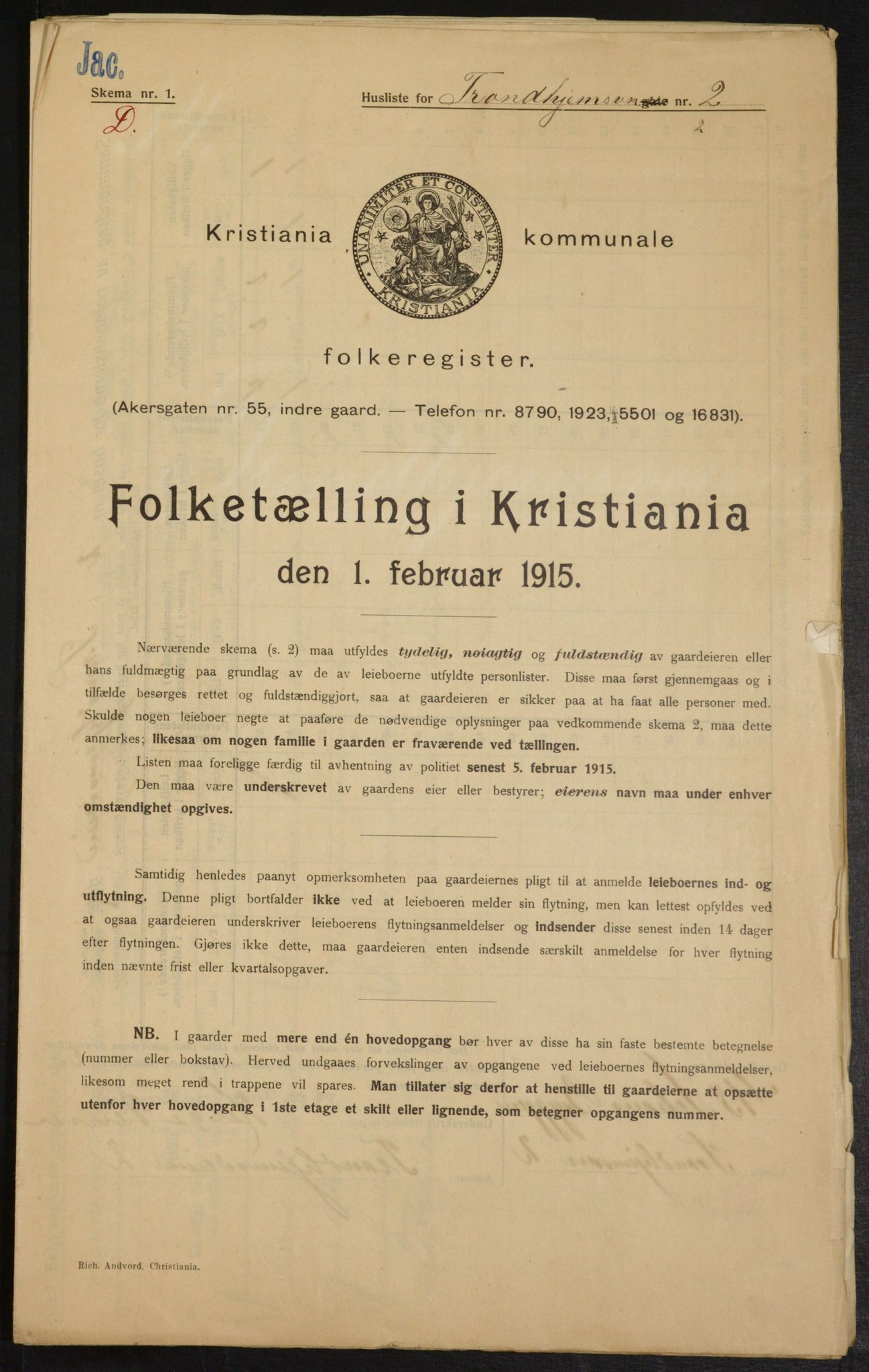 OBA, Kommunal folketelling 1.2.1915 for Kristiania, 1915, s. 116194