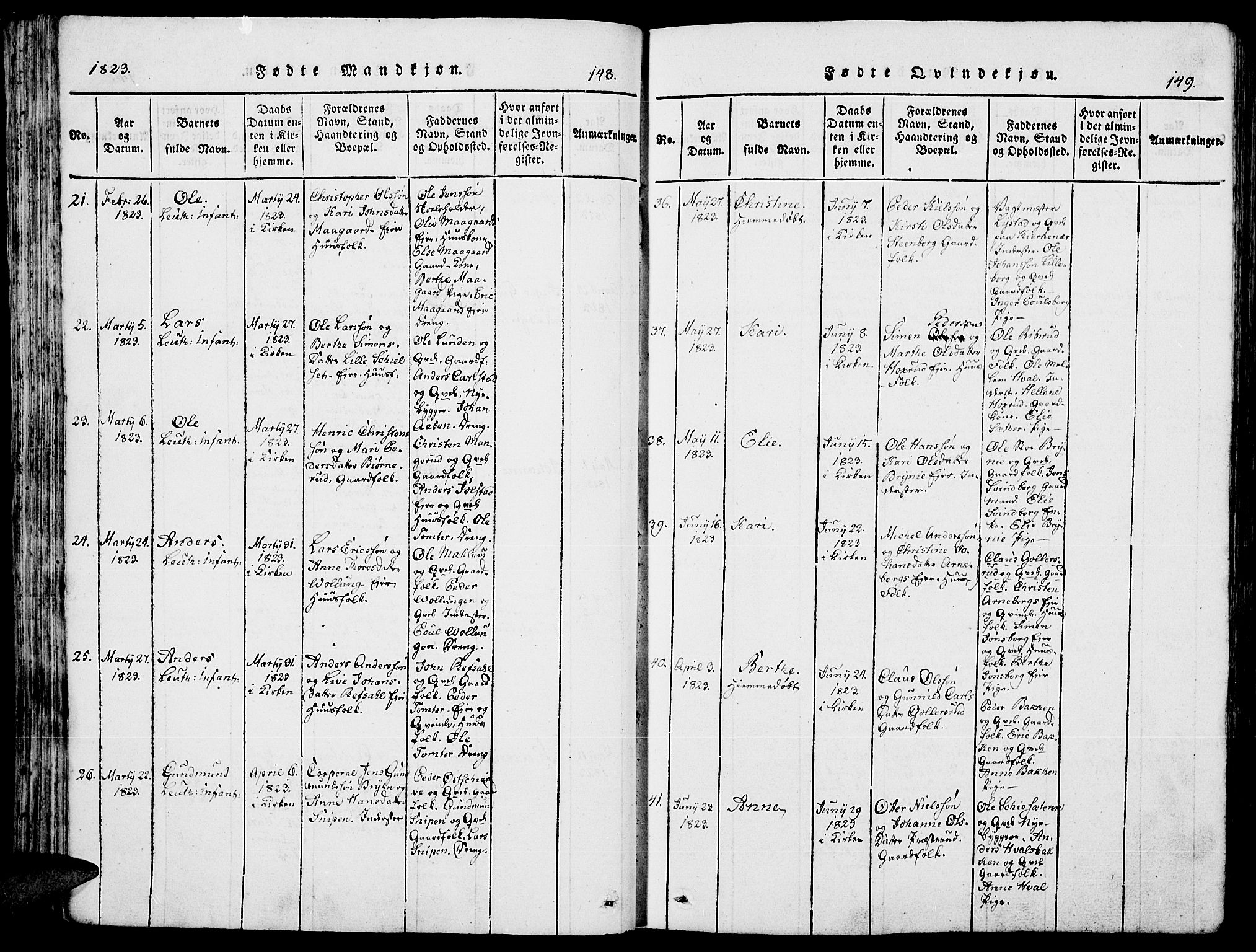 Romedal prestekontor, AV/SAH-PREST-004/K/L0002: Ministerialbok nr. 2, 1814-1828, s. 148-149