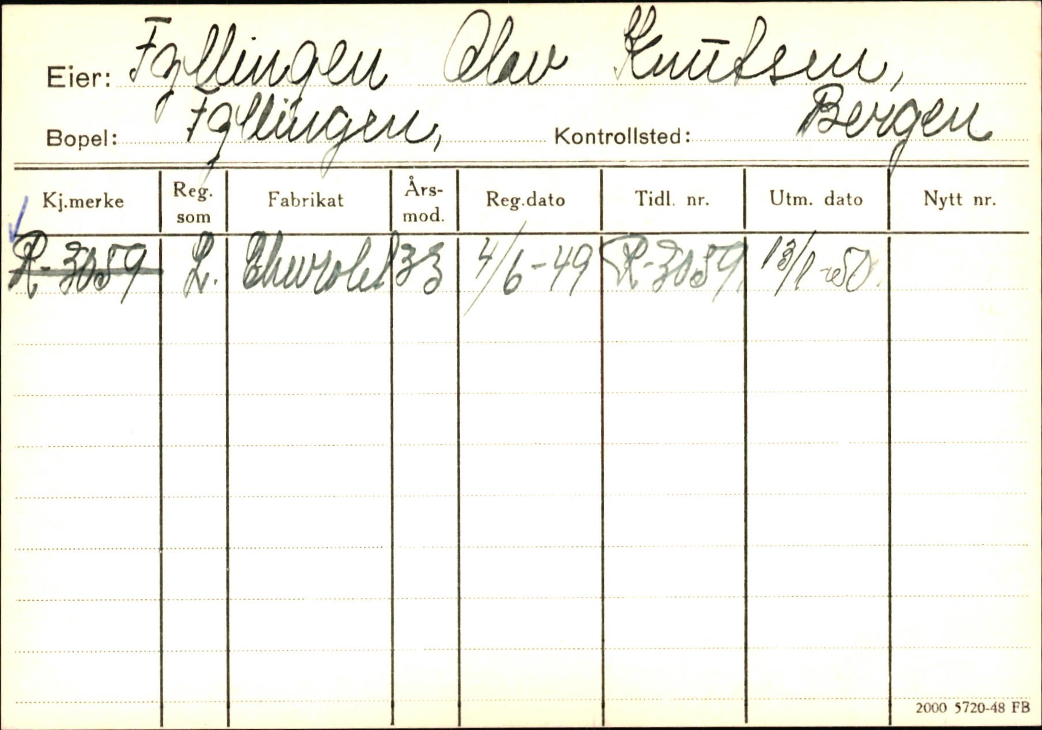 Statens vegvesen, Hordaland vegkontor, AV/SAB-A-5201/2/Ha/L0015: R-eierkort F-G, 1920-1971, s. 90