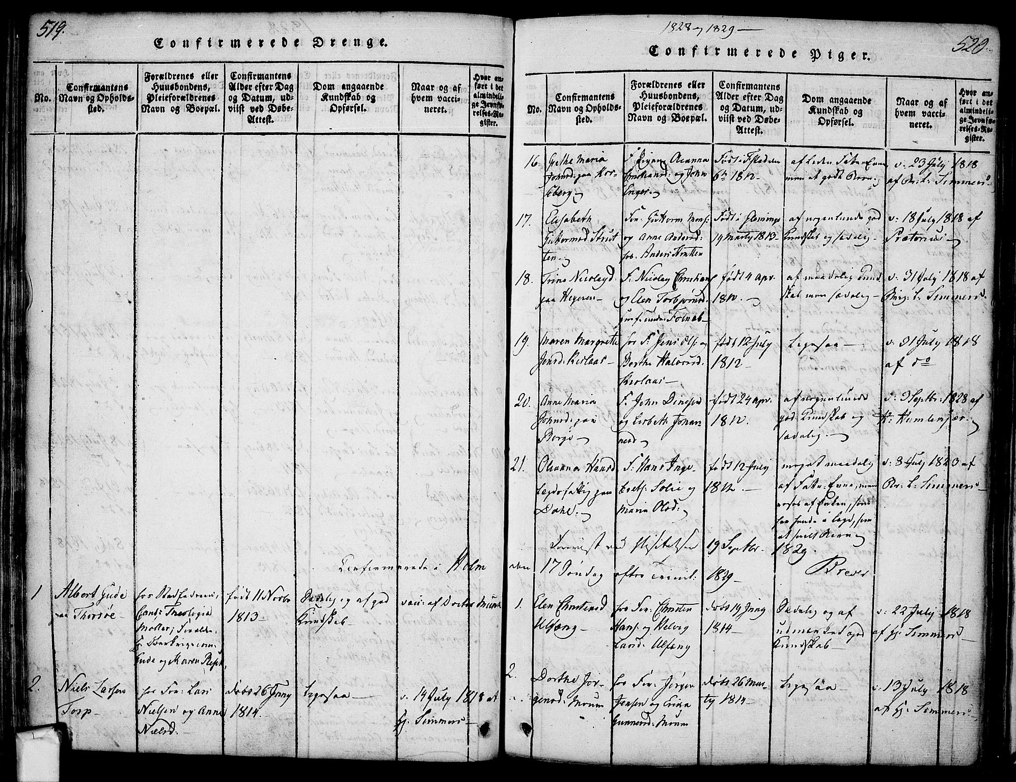 Borge prestekontor Kirkebøker, AV/SAO-A-10903/F/Fa/L0003: Ministerialbok nr. I 3, 1815-1836, s. 519-520