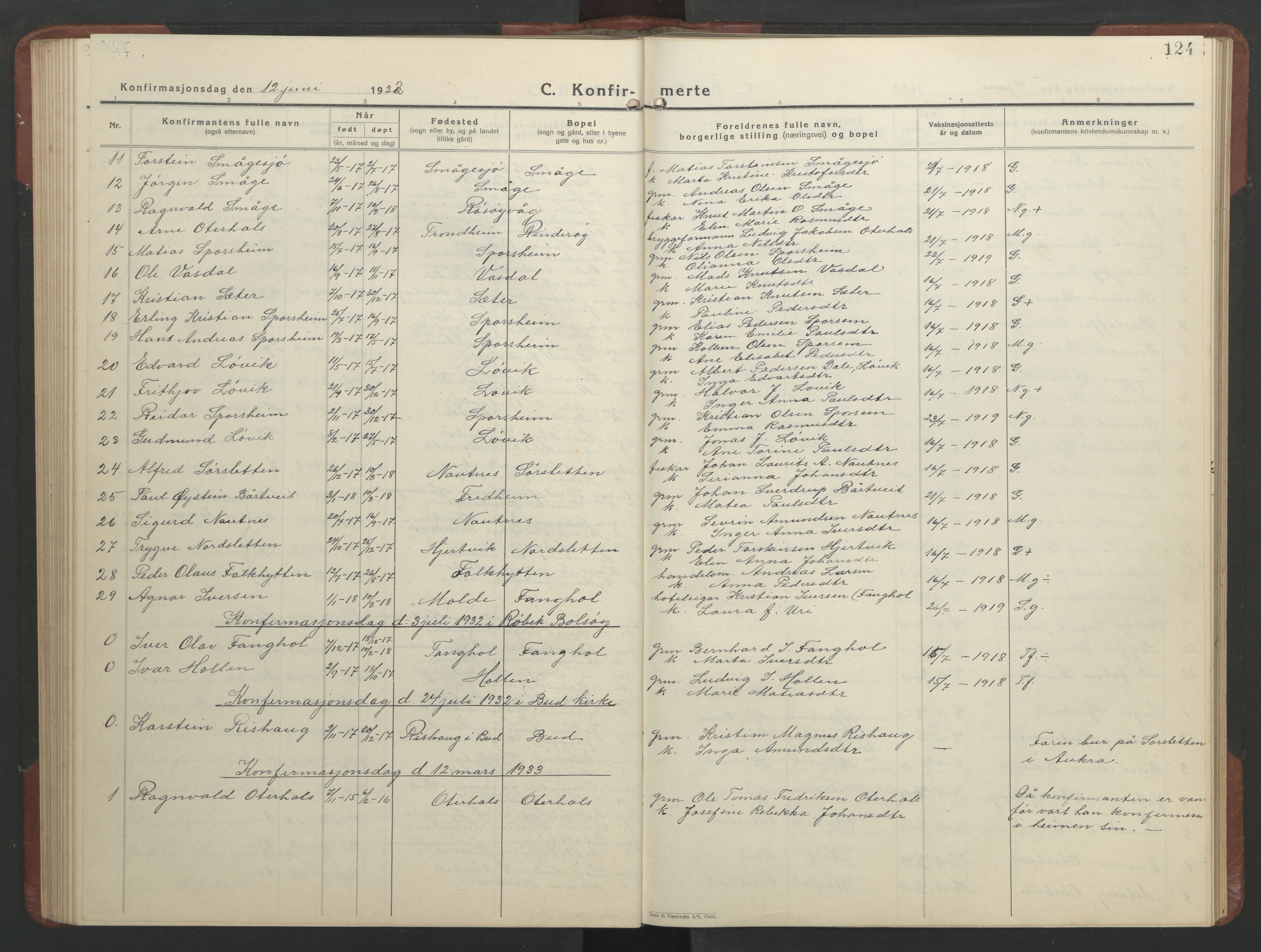 Ministerialprotokoller, klokkerbøker og fødselsregistre - Møre og Romsdal, AV/SAT-A-1454/560/L0726: Klokkerbok nr. 560C03, 1928-1952, s. 124