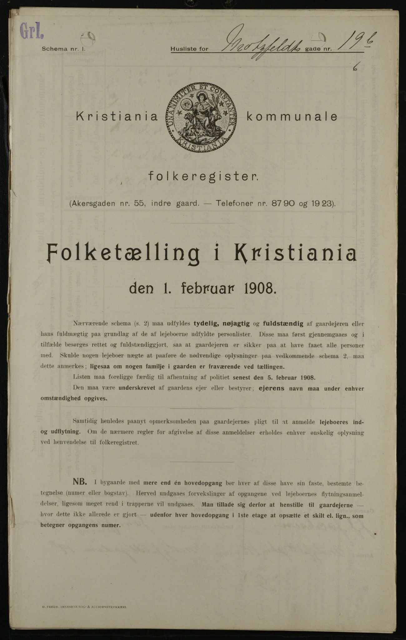 OBA, Kommunal folketelling 1.2.1908 for Kristiania kjøpstad, 1908, s. 59366
