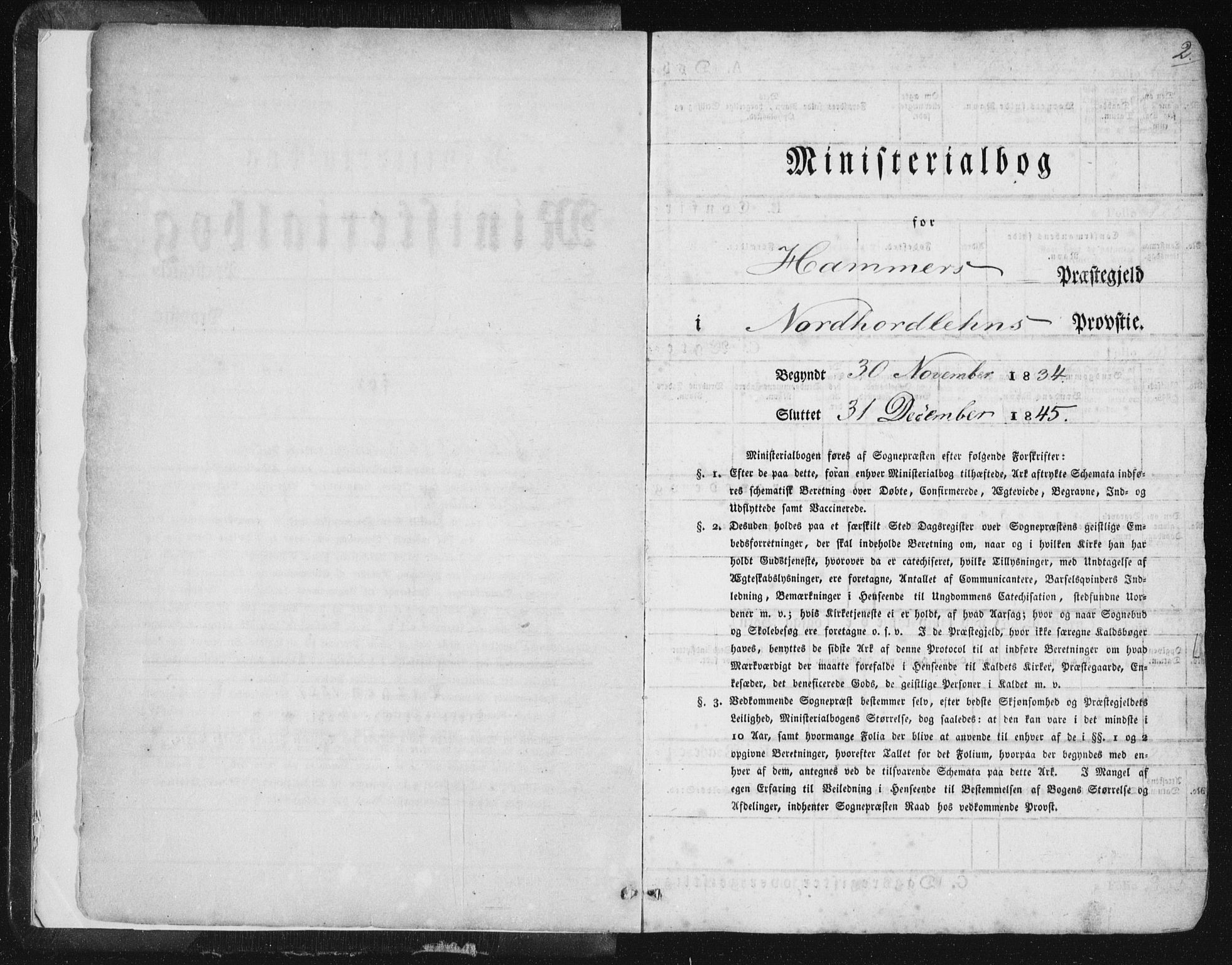 Hamre sokneprestembete, SAB/A-75501/H/Ha/Haa/Haaa/L0012: Ministerialbok nr. A 12, 1834-1845, s. 2