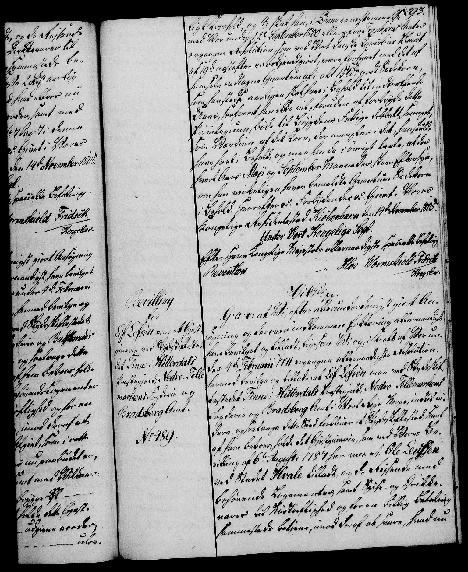 Rentekammeret, Kammerkanselliet, AV/RA-EA-3111/G/Gg/Gga/L0018: Norsk ekspedisjonsprotokoll med register (merket RK 53.18), 1804-1806, s. 293