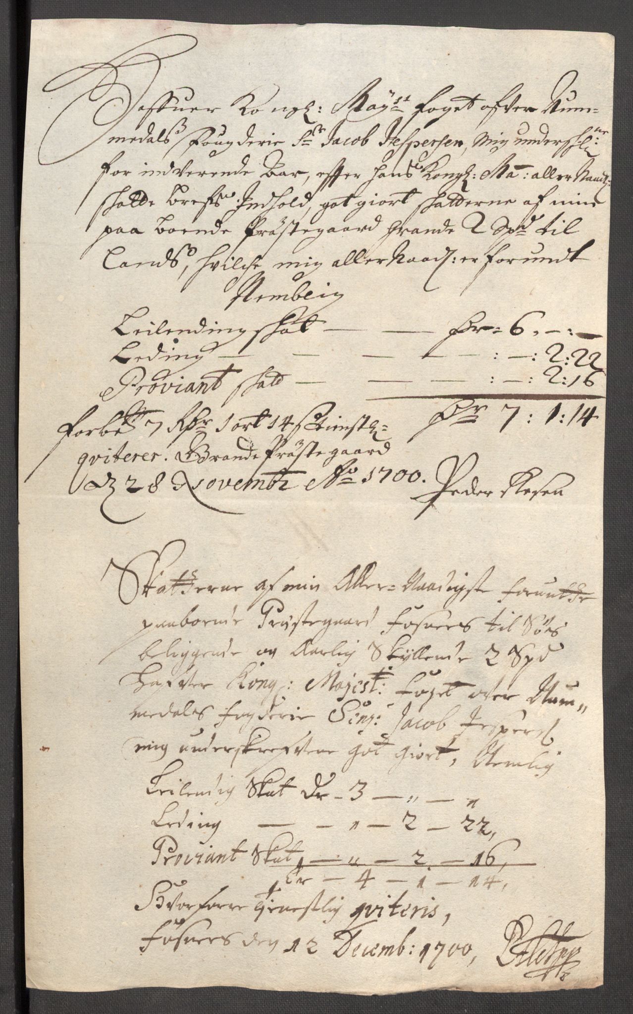 Rentekammeret inntil 1814, Reviderte regnskaper, Fogderegnskap, RA/EA-4092/R64/L4426: Fogderegnskap Namdal, 1699-1700, s. 292