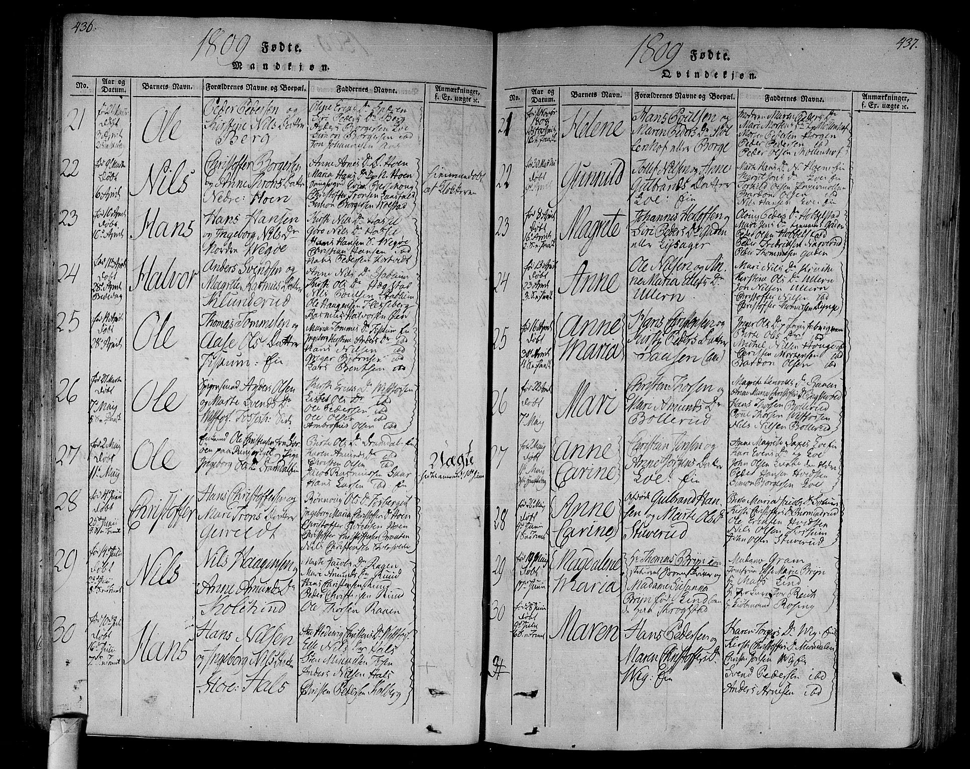 Eiker kirkebøker, AV/SAKO-A-4/F/Fa/L0010: Ministerialbok nr. I 10, 1806-1815, s. 436-437