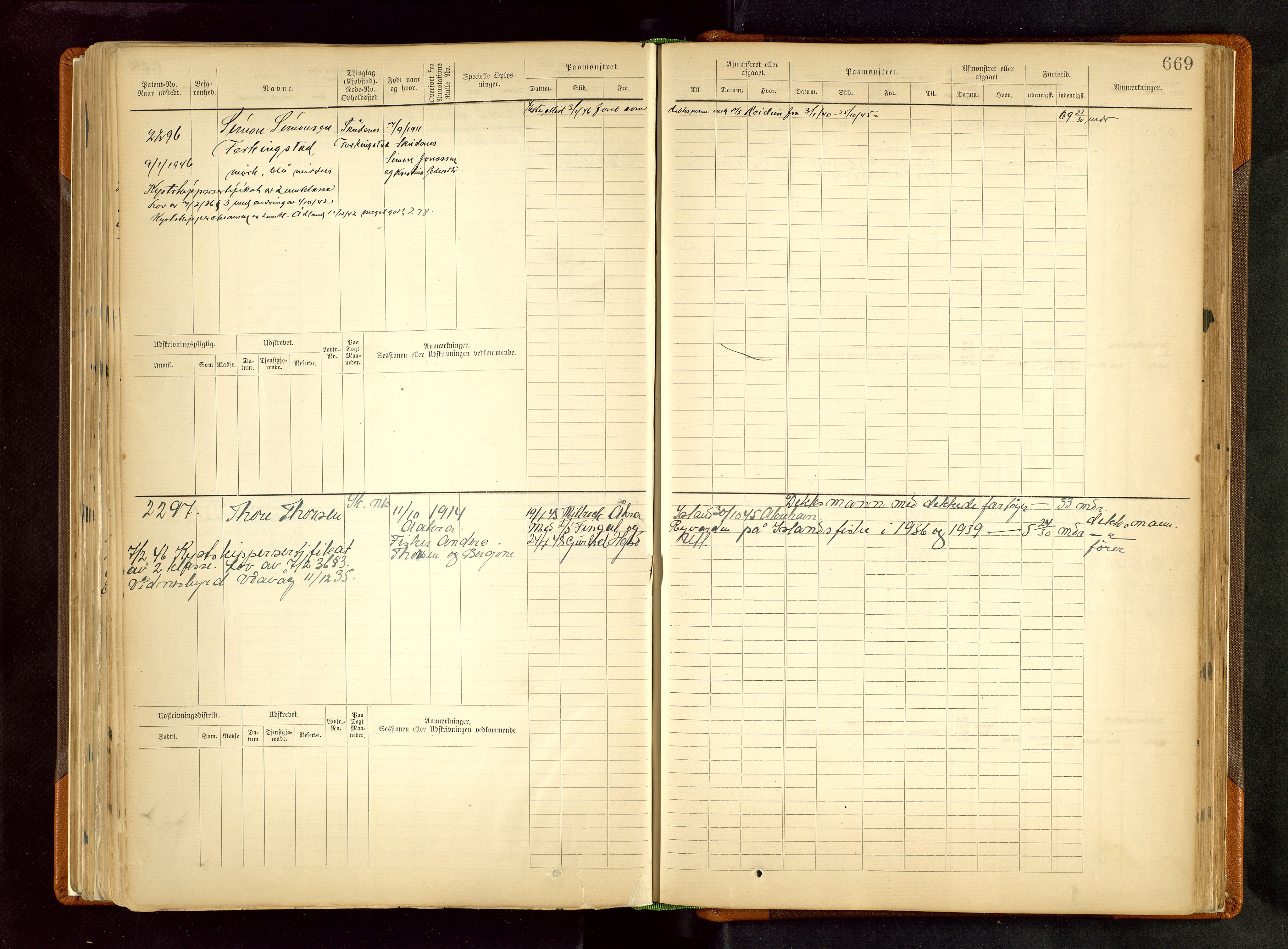 Haugesund sjømannskontor, AV/SAST-A-102007/F/Fb/Fbb/L0002: Sjøfartsrulle Skudenes kretsnr. 959-2439, 1860-1948, s. 669