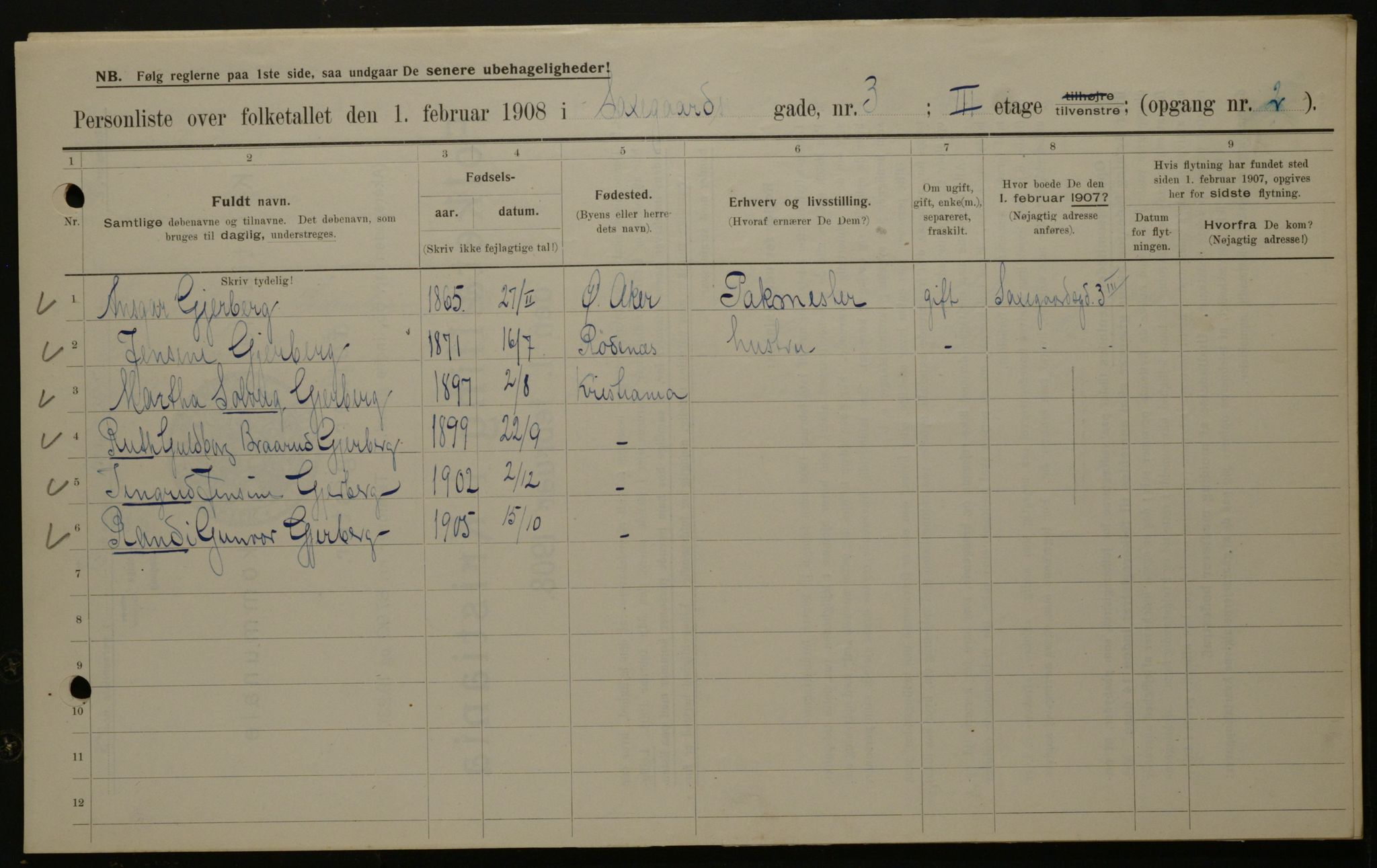 OBA, Kommunal folketelling 1.2.1908 for Kristiania kjøpstad, 1908, s. 80487