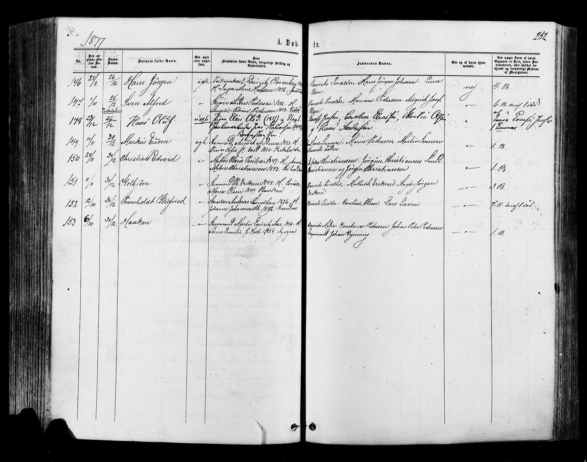 Halden prestekontor Kirkebøker, AV/SAO-A-10909/F/Fa/L0009: Ministerialbok nr. I 9, 1866-1877, s. 252