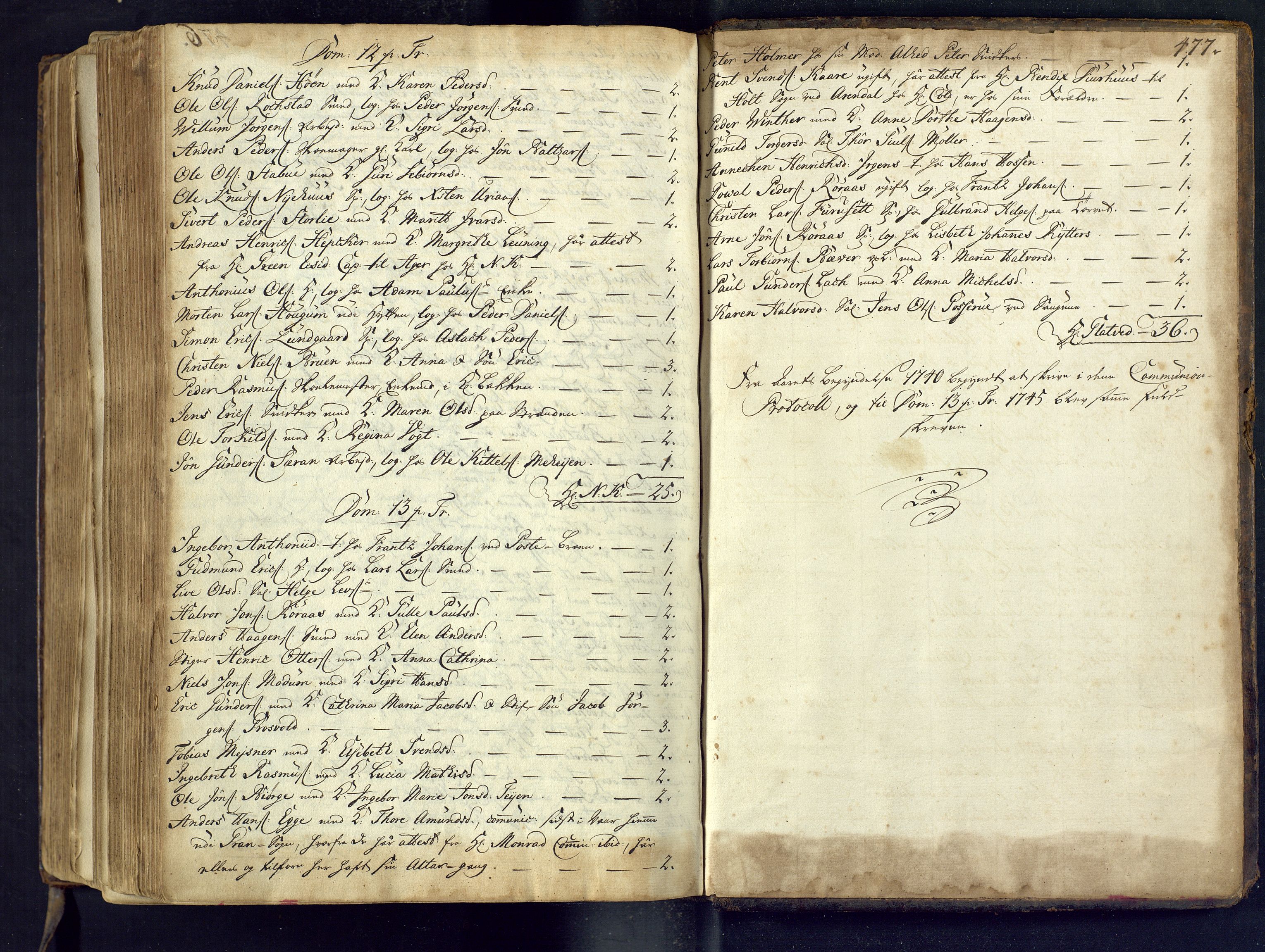 Kongsberg kirkebøker, SAKO/A-22/M/Ma/L0002: Kommunikantprotokoll nr. 2, 1739-1745, s. 477