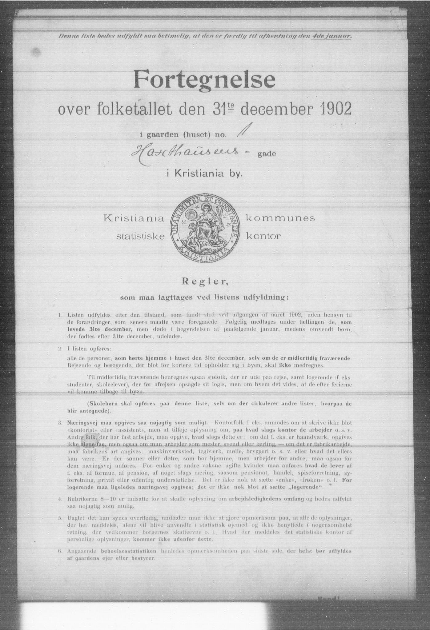 OBA, Kommunal folketelling 31.12.1902 for Kristiania kjøpstad, 1902, s. 6976