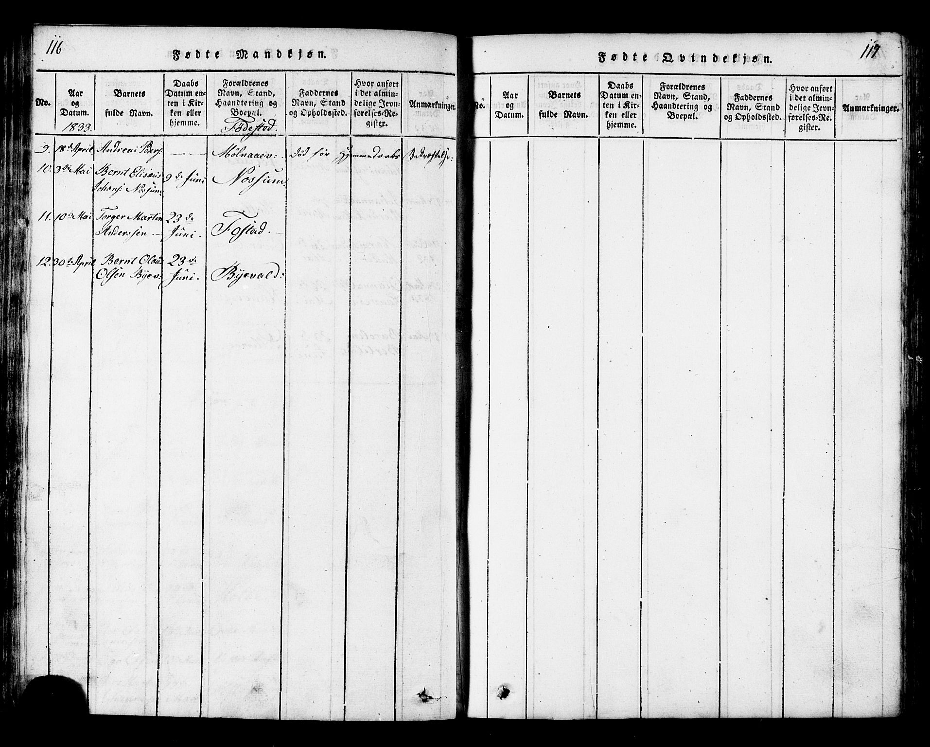 Ministerialprotokoller, klokkerbøker og fødselsregistre - Nord-Trøndelag, AV/SAT-A-1458/717/L0169: Klokkerbok nr. 717C01, 1816-1834, s. 116-117