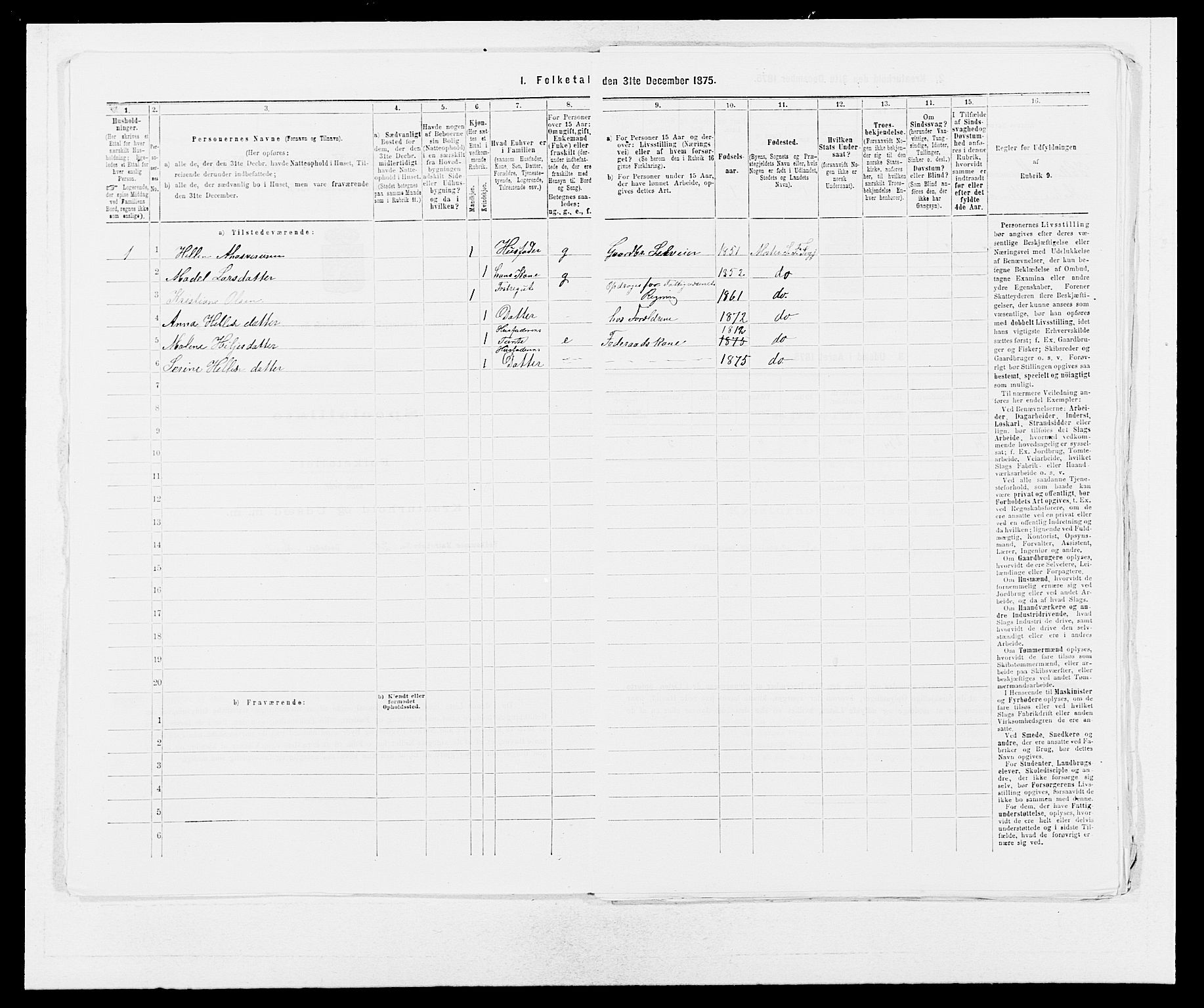 SAB, Folketelling 1875 for 1218P Finnås prestegjeld, 1875, s. 44