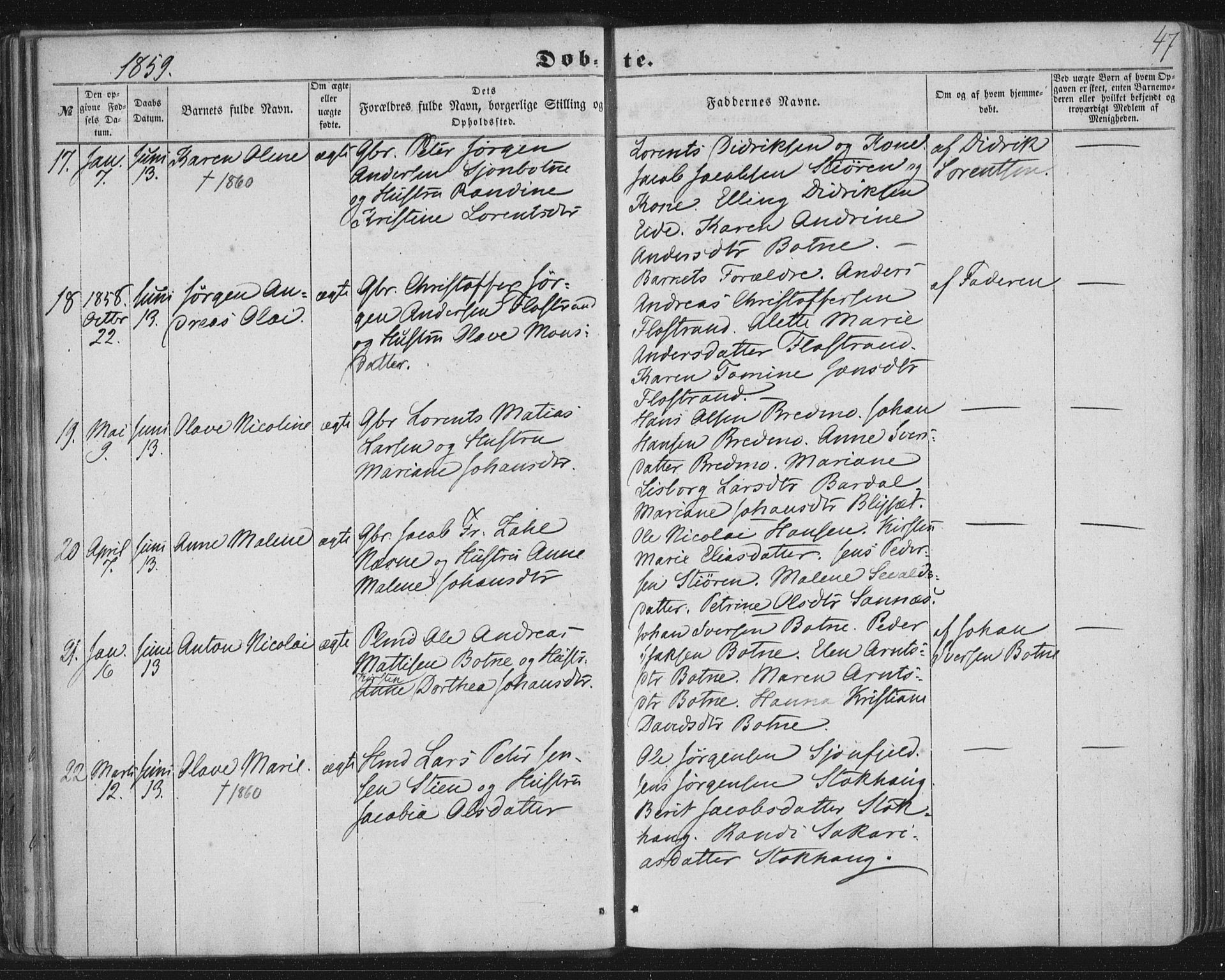 Ministerialprotokoller, klokkerbøker og fødselsregistre - Nordland, AV/SAT-A-1459/838/L0550: Ministerialbok nr. 838A08, 1855-1865, s. 47
