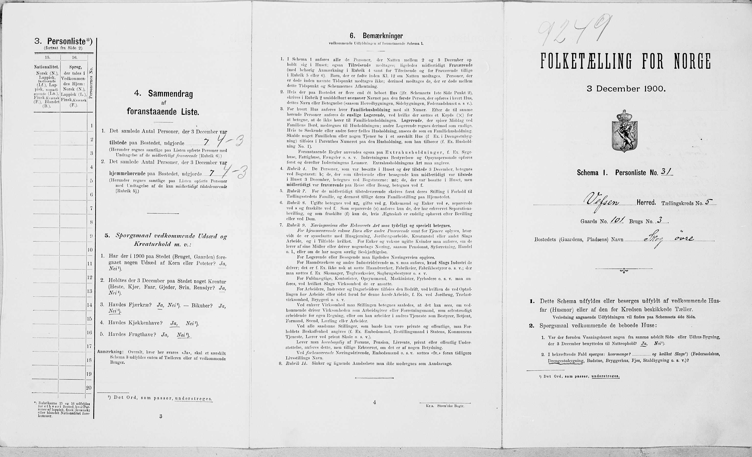 SAT, Folketelling 1900 for 1824 Vefsn herred, 1900, s. 354