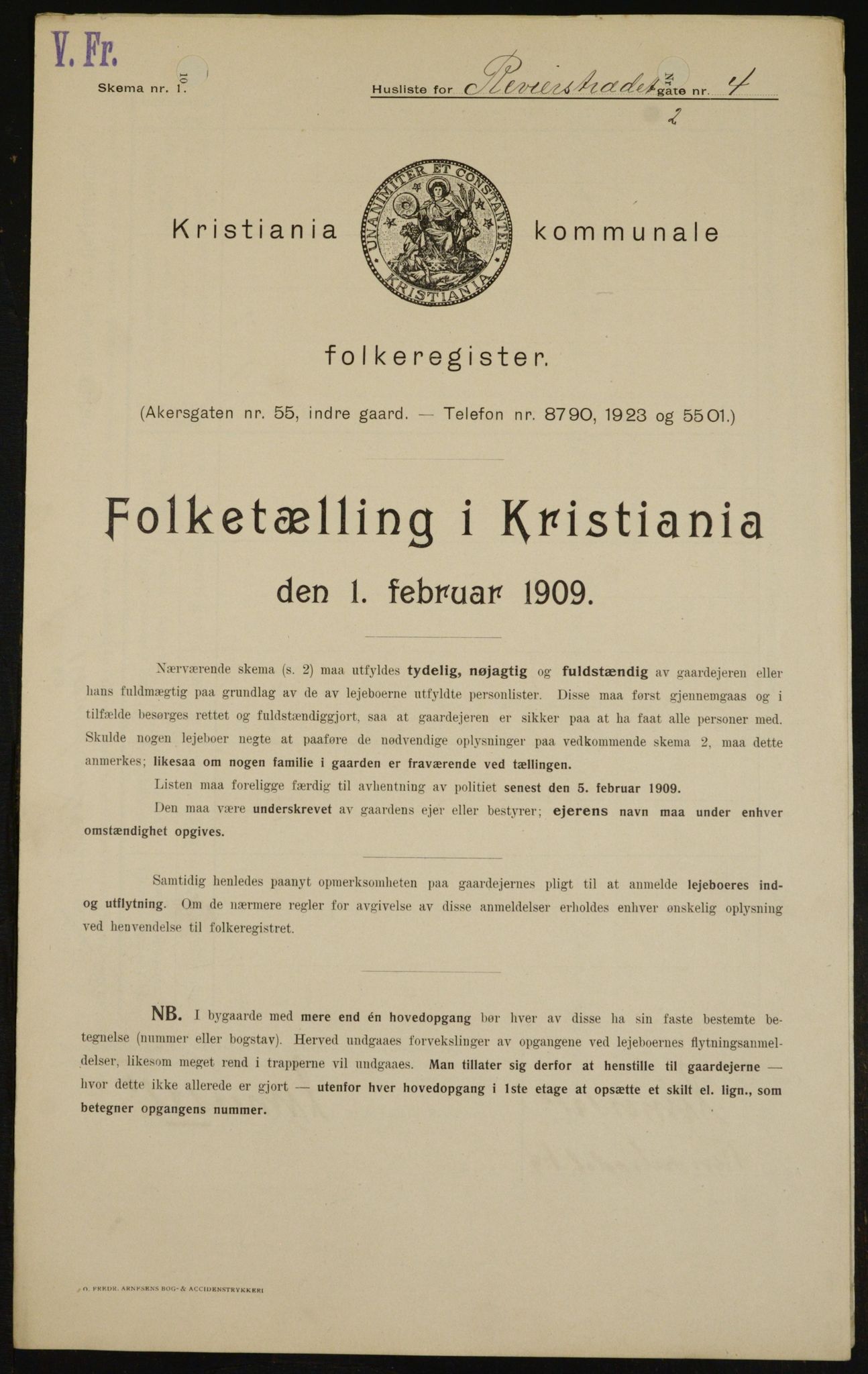 OBA, Kommunal folketelling 1.2.1909 for Kristiania kjøpstad, 1909, s. 75152