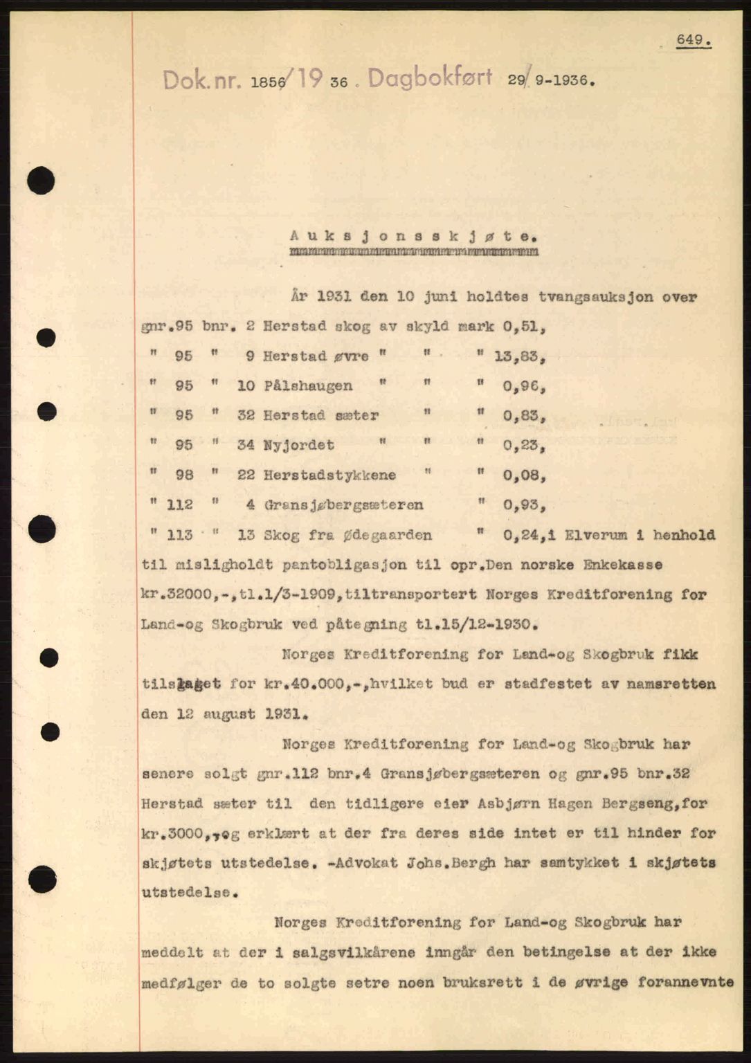 Sør-Østerdal sorenskriveri, SAH/TING-018/H/Hb/Hbb/L0054: Pantebok nr. A54, 1936-1936, Dagboknr: 1856/1936