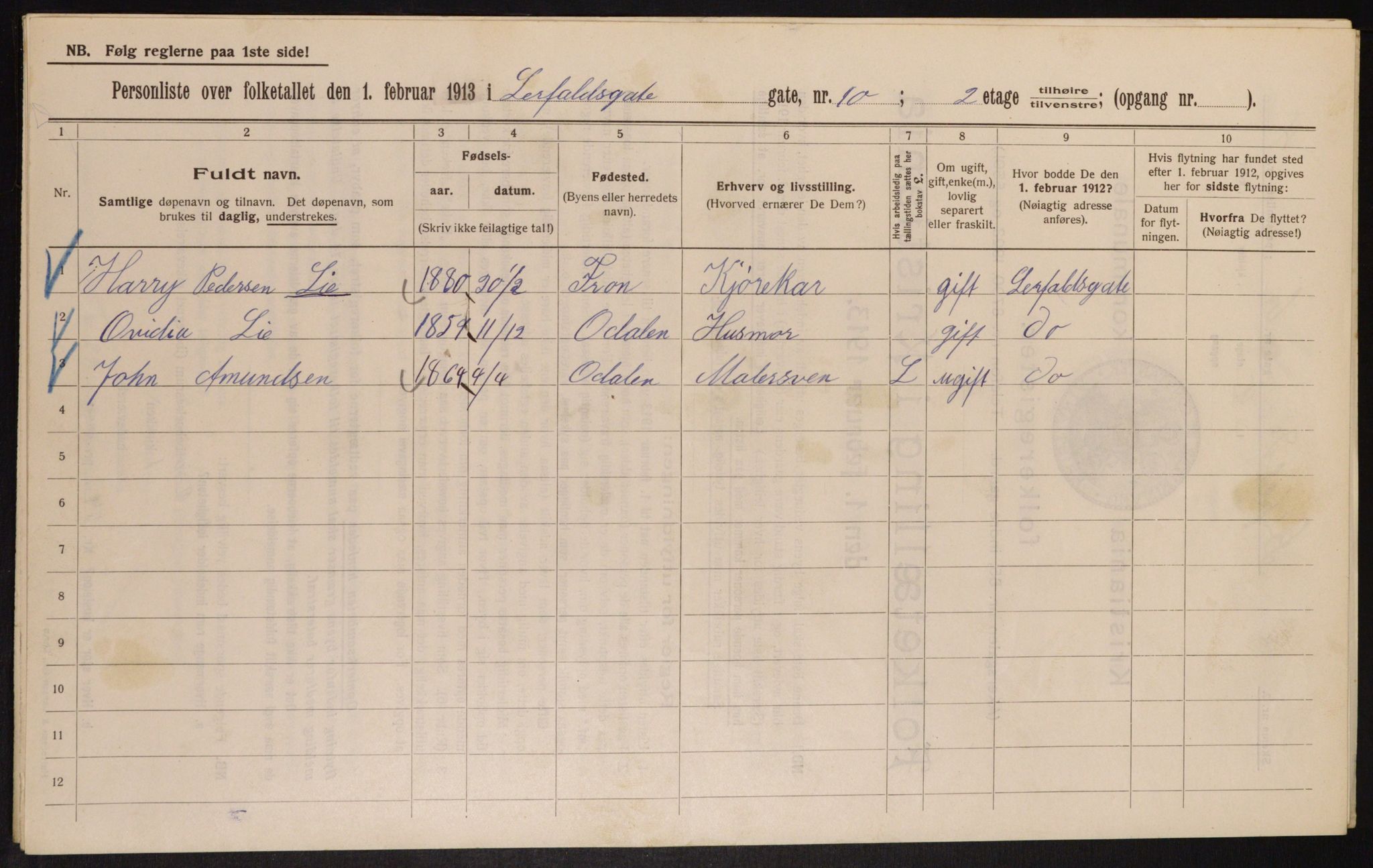 OBA, Kommunal folketelling 1.2.1913 for Kristiania, 1913, s. 57016