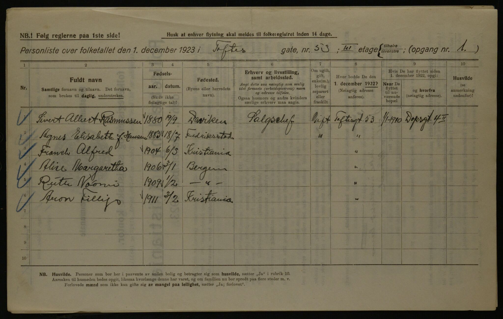 OBA, Kommunal folketelling 1.12.1923 for Kristiania, 1923, s. 124528