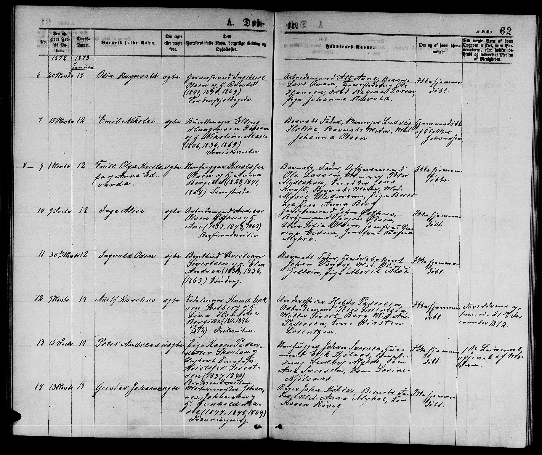 Ministerialprotokoller, klokkerbøker og fødselsregistre - Sør-Trøndelag, AV/SAT-A-1456/601/L0088: Klokkerbok nr. 601C06, 1870-1878, s. 62