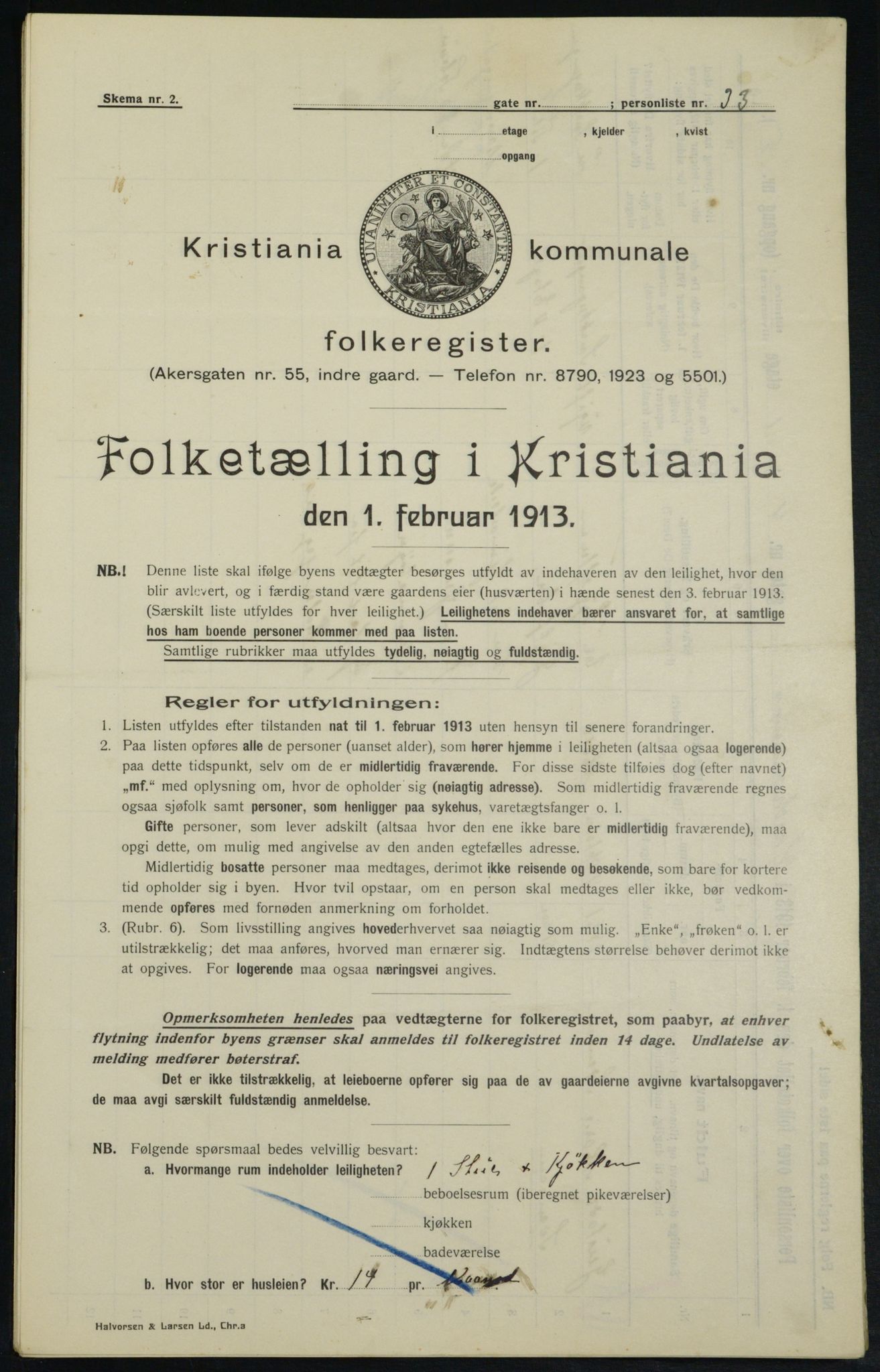 OBA, Kommunal folketelling 1.2.1913 for Kristiania, 1913, s. 64594