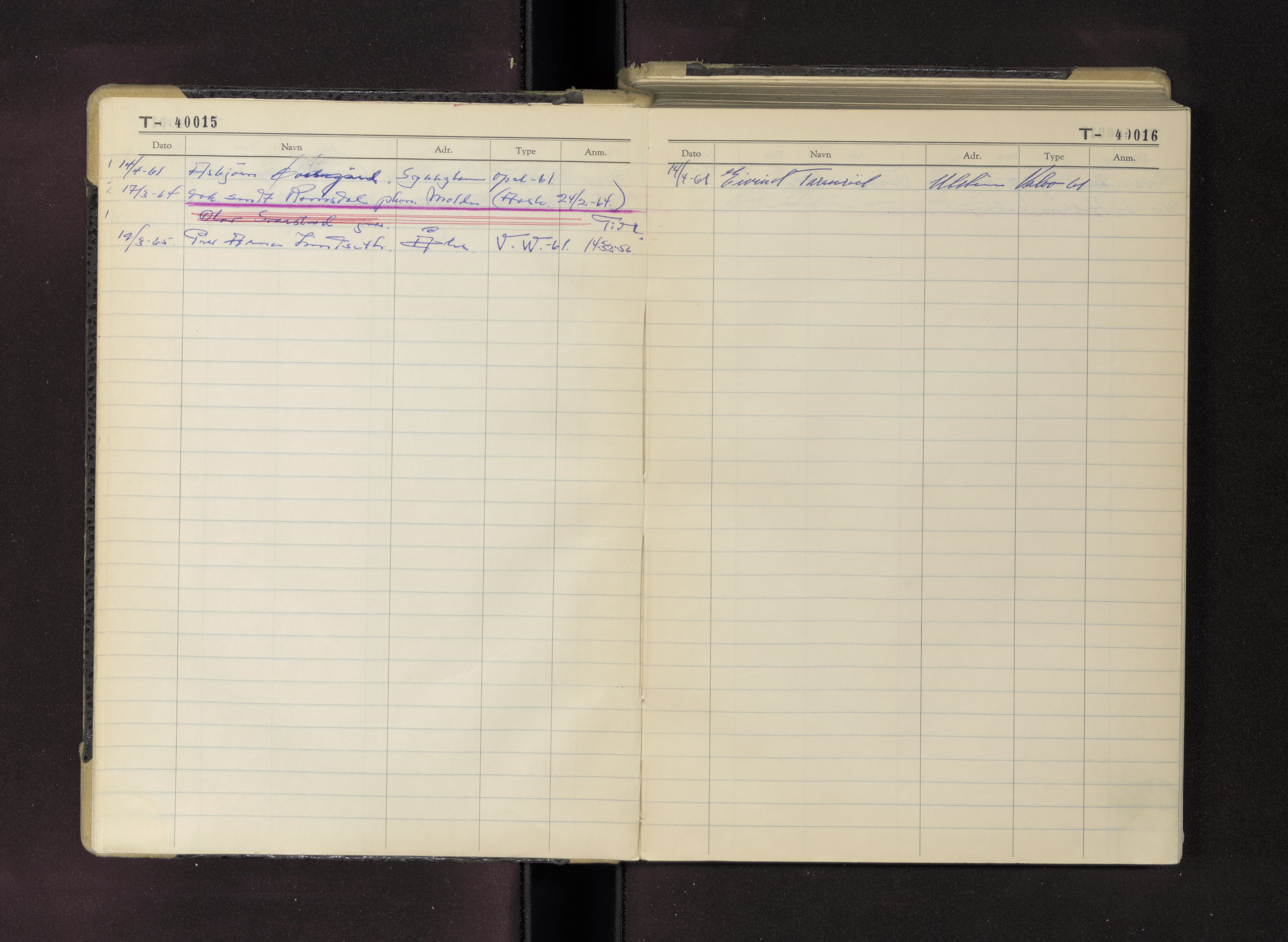 Møre og Romsdal vegkontor - Ålesund trafikkstasjon, AV/SAT-A-4099/F/Fc/L0033: Bilregister; T 40000 - T 40499, 1960-1970