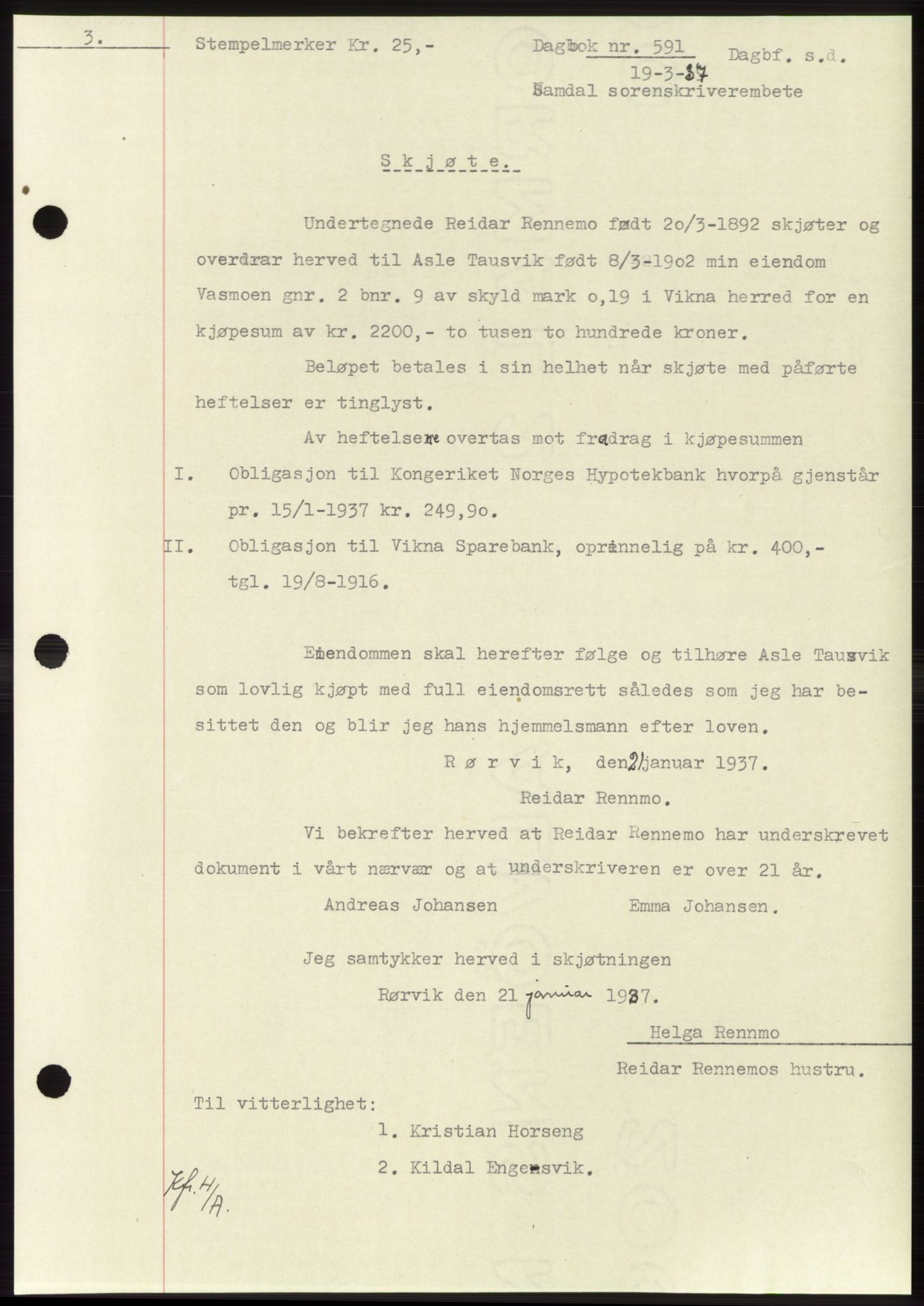 Namdal sorenskriveri, SAT/A-4133/1/2/2C: Pantebok nr. -, 1937-1939, Tingl.dato: 19.03.1937