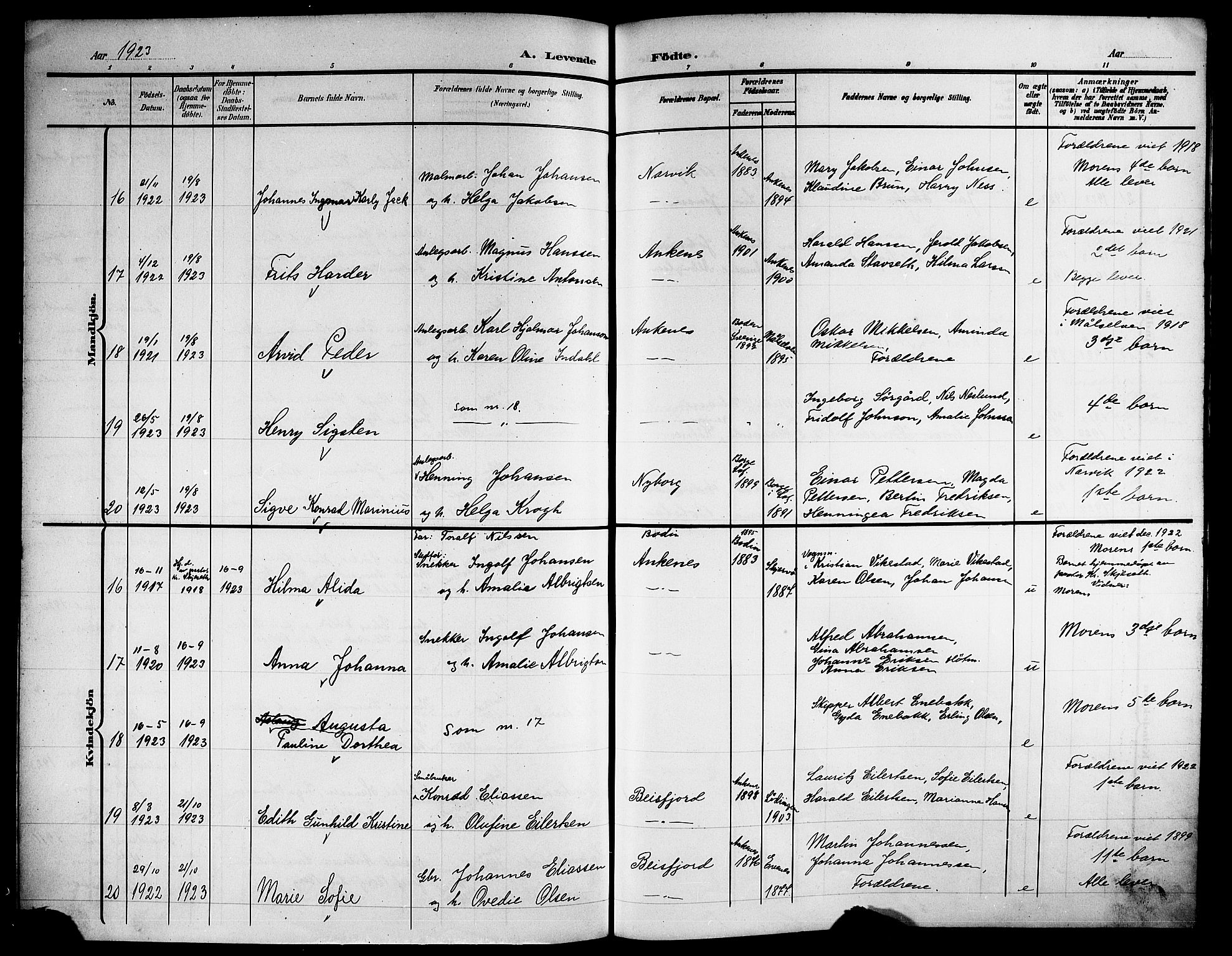 Ministerialprotokoller, klokkerbøker og fødselsregistre - Nordland, SAT/A-1459/866/L0954: Klokkerbok nr. 866C03, 1905-1923