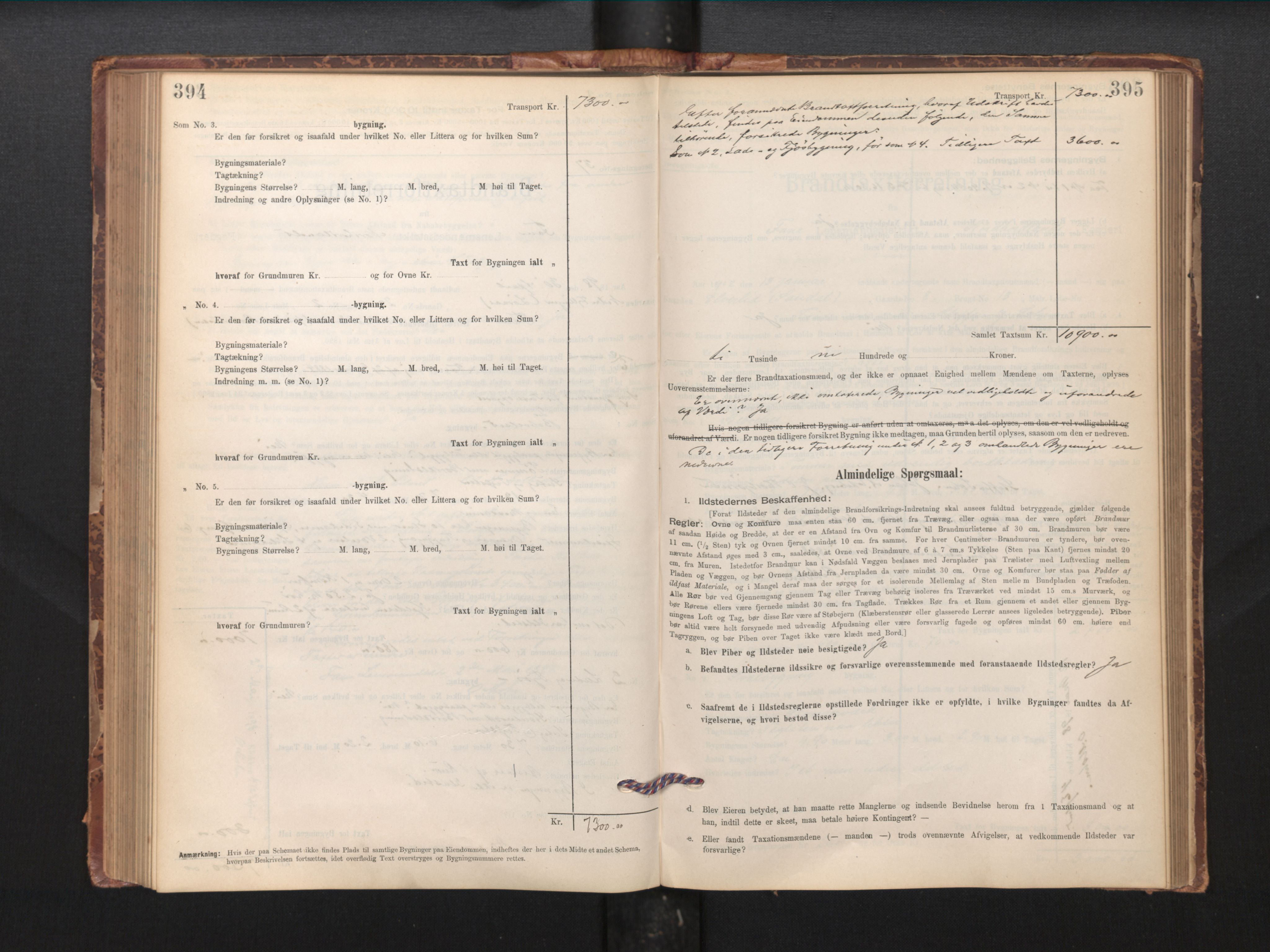 Lensmannen i Fana, SAB/A-31801/0012/L0016: Branntakstprotokoll skjematakst, 1895-1902, s. 394-395