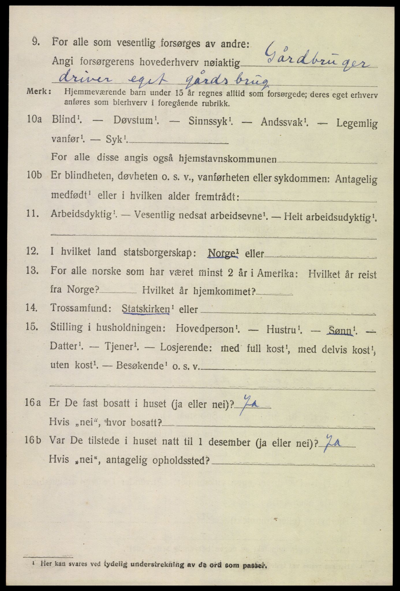 SAK, Folketelling 1920 for 0936 Hornnes herred, 1920, s. 1600