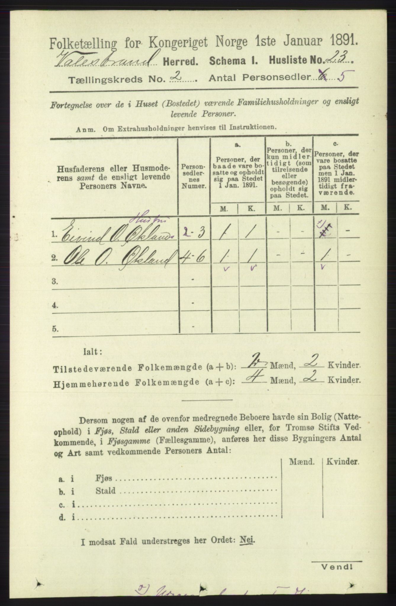 RA, Folketelling 1891 for 1217 Valestrand herred, 1891, s. 282