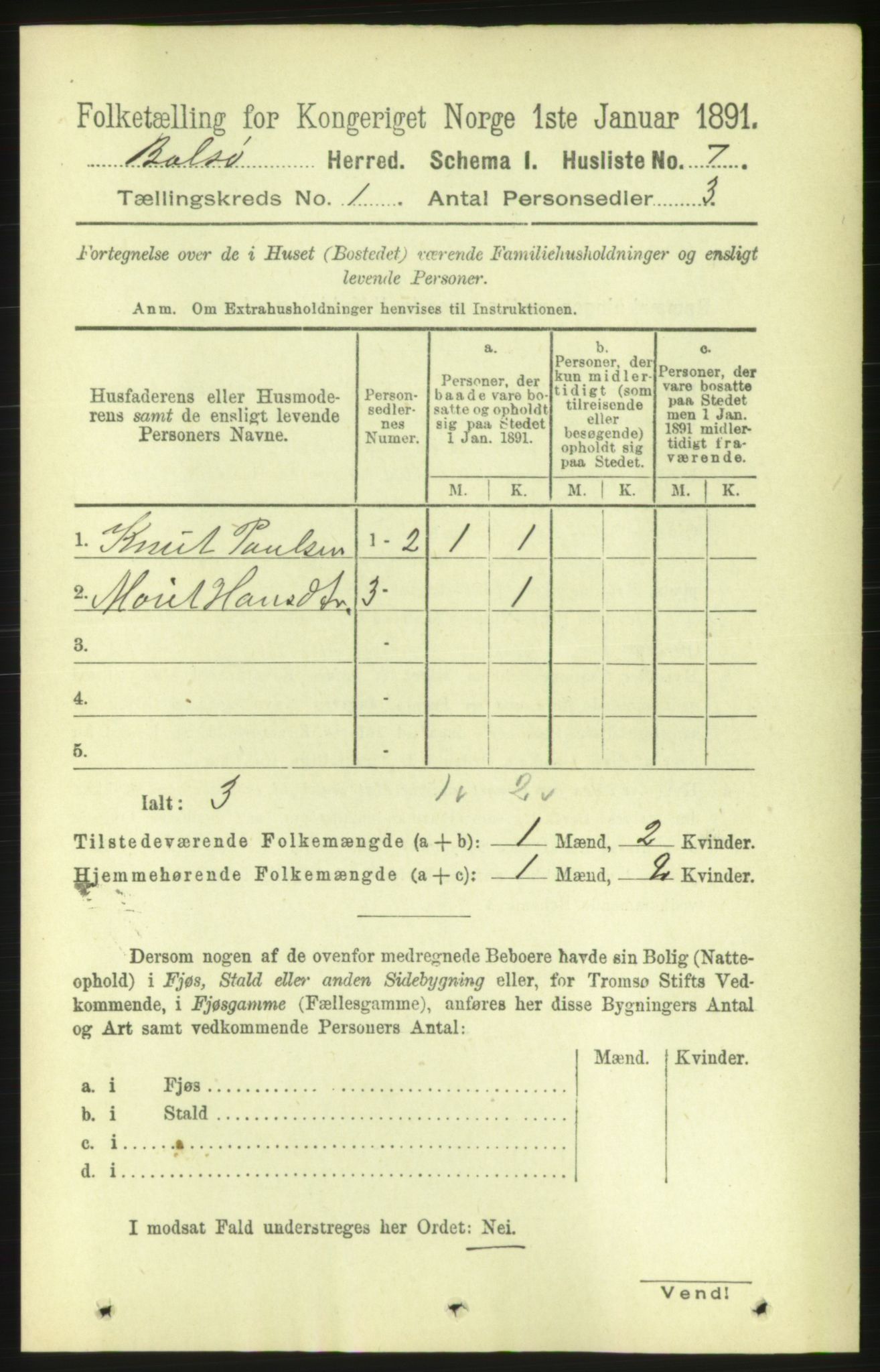 RA, Folketelling 1891 for 1544 Bolsøy herred, 1891, s. 38