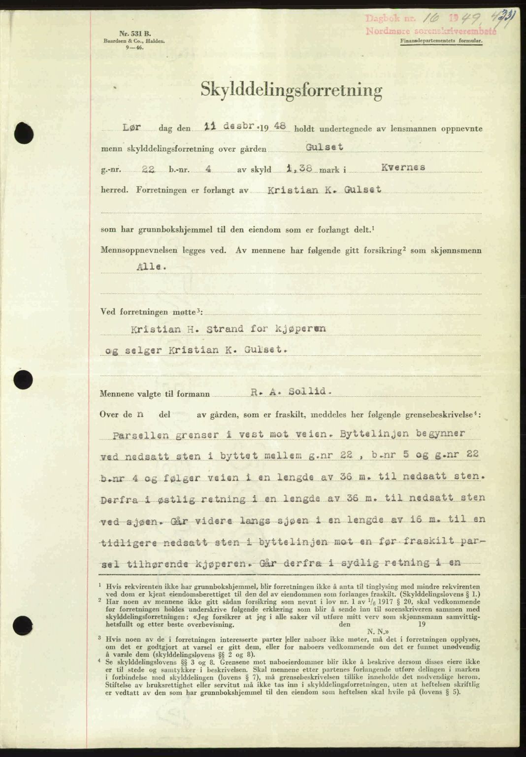 Nordmøre sorenskriveri, SAT/A-4132/1/2/2Ca: Pantebok nr. A110, 1948-1949, Dagboknr: 16/1949