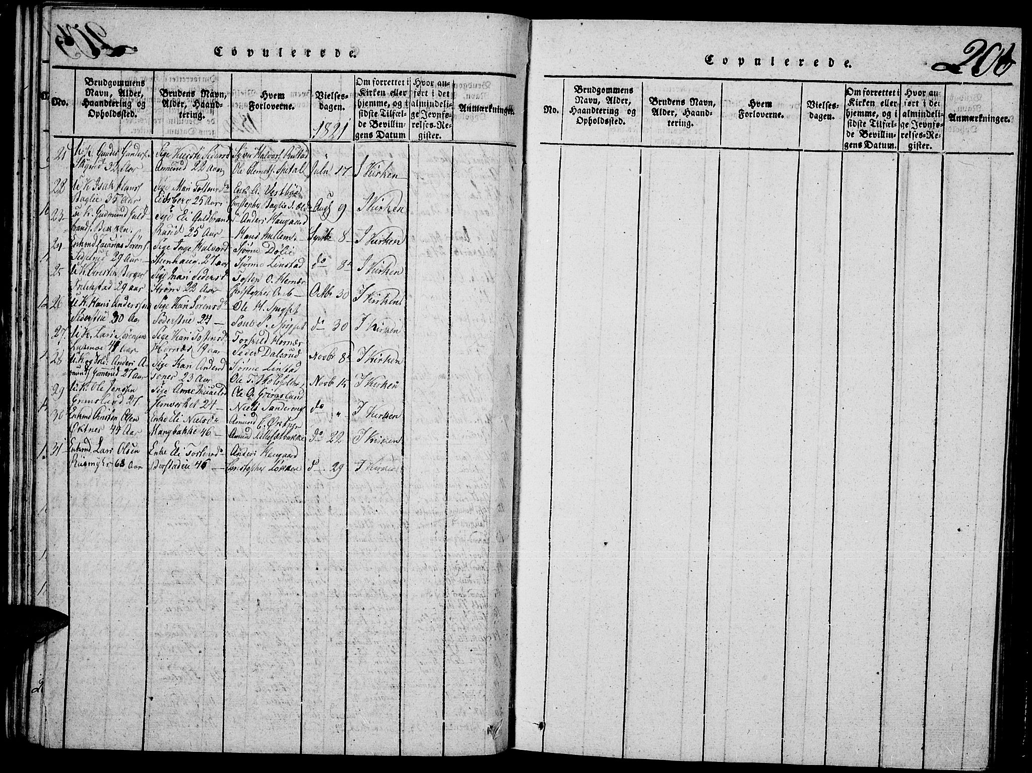 Strøm-Odalen prestekontor, SAH/PREST-028/H/Ha/Hab/L0001: Klokkerbok nr. 1, 1813-1825, s. 206
