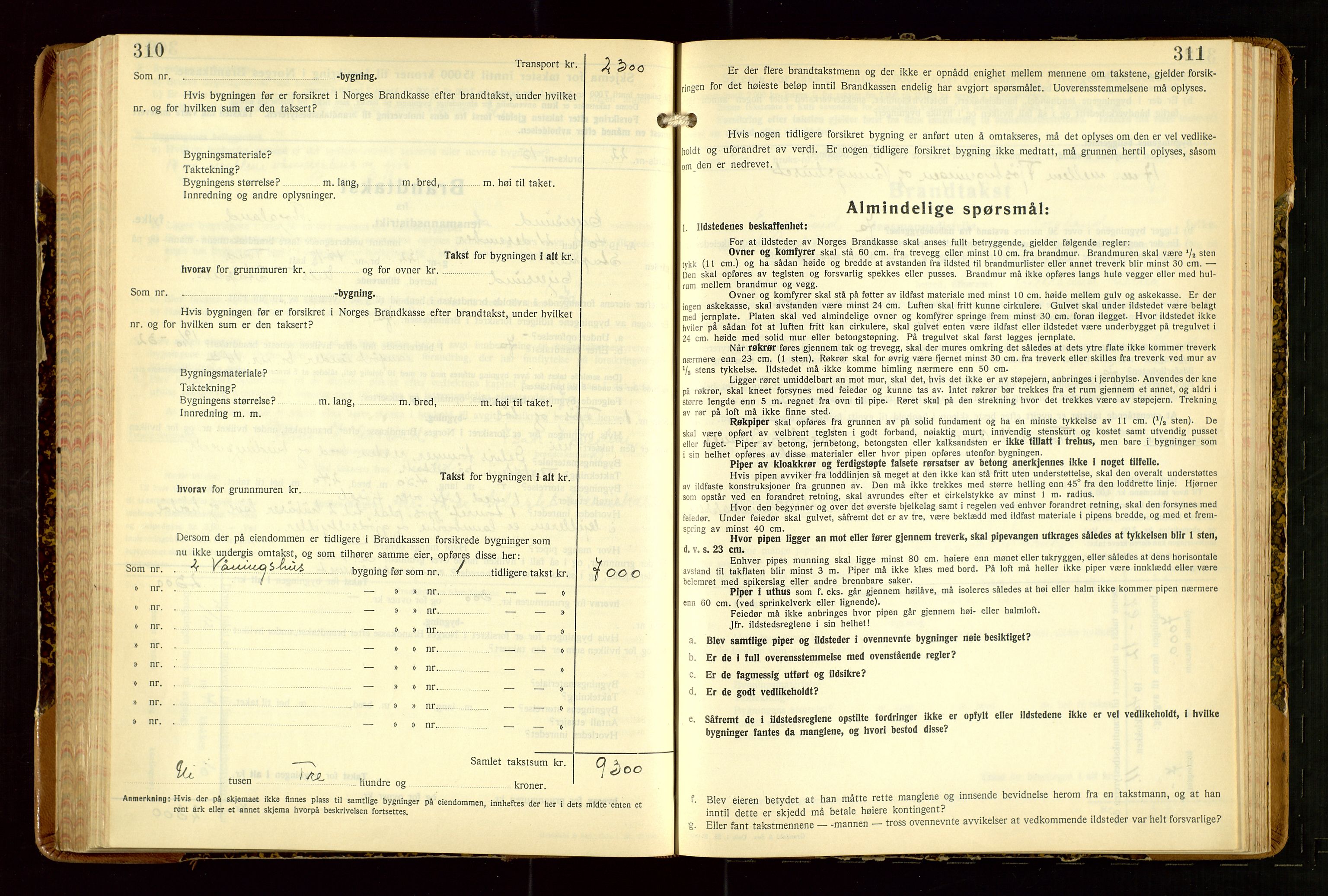 Eigersund lensmannskontor, AV/SAST-A-100171/Gob/L0007: "Brandtakstprotokoll", 1938-1955, s. 310-311