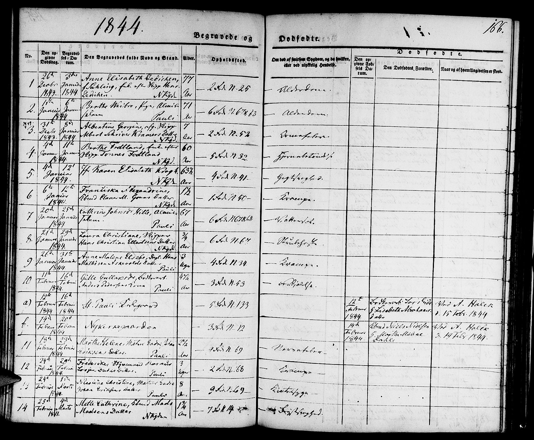 Nykirken Sokneprestembete, AV/SAB-A-77101/H/Hab: Klokkerbok nr. E 1, 1840-1866, s. 166