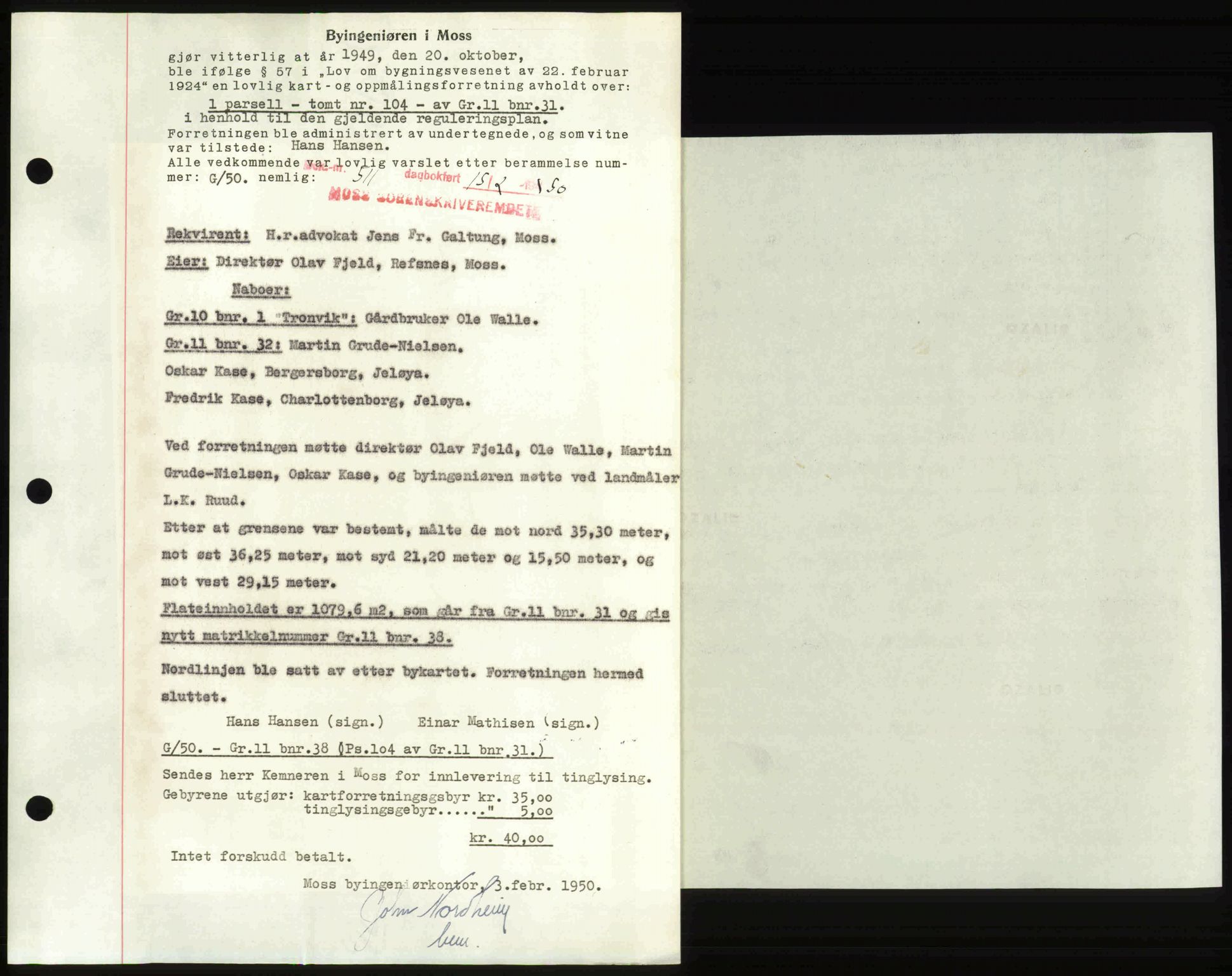Moss sorenskriveri, SAO/A-10168: Pantebok nr. A25, 1950-1950, Dagboknr: 511/1950