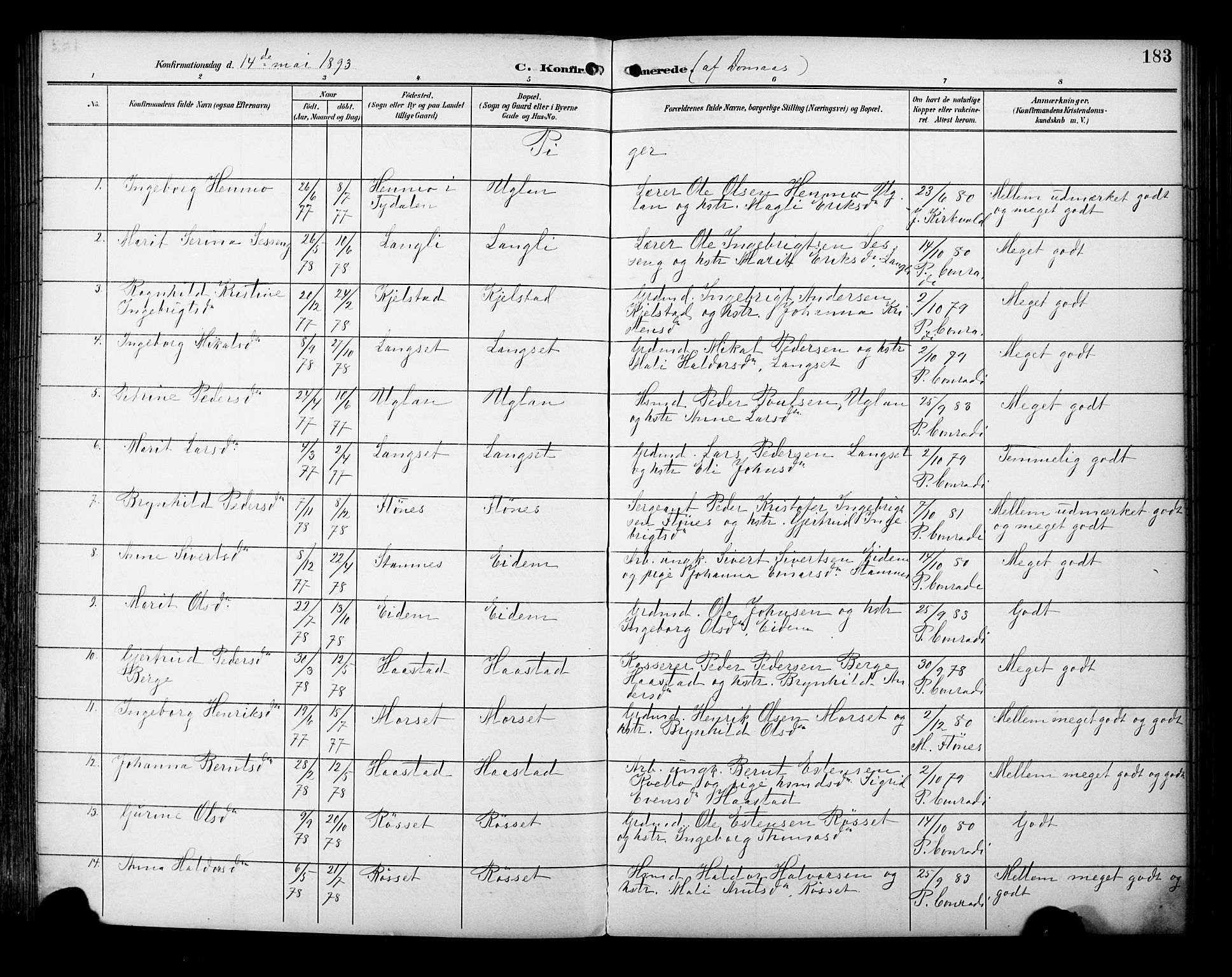 Ministerialprotokoller, klokkerbøker og fødselsregistre - Sør-Trøndelag, AV/SAT-A-1456/695/L1149: Ministerialbok nr. 695A09, 1891-1902, s. 183