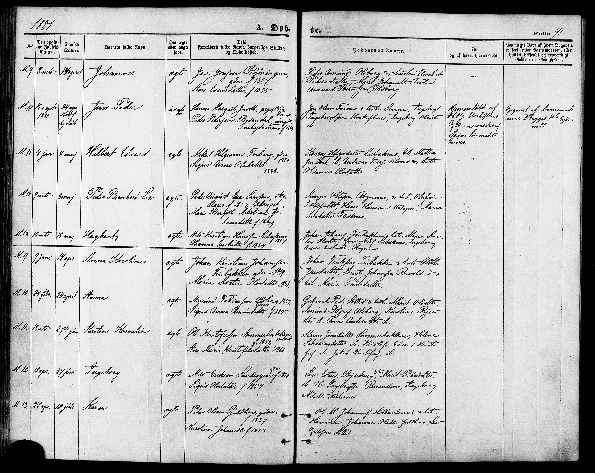Målselv sokneprestembete, AV/SATØ-S-1311/G/Ga/Gaa/L0005kirke: Ministerialbok nr. 5, 1872-1884, s. 91
