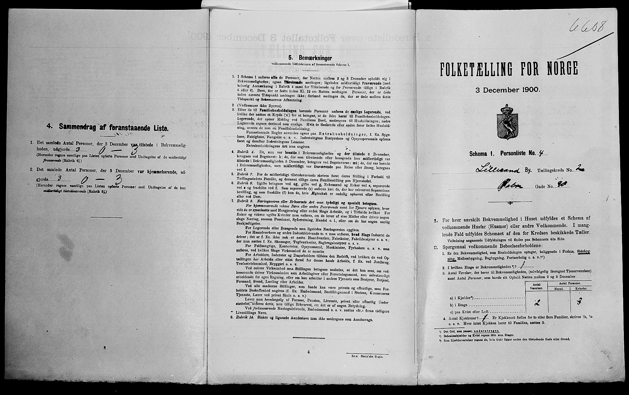 SAK, Folketelling 1900 for 0905 Lillesand ladested, 1900, s. 464
