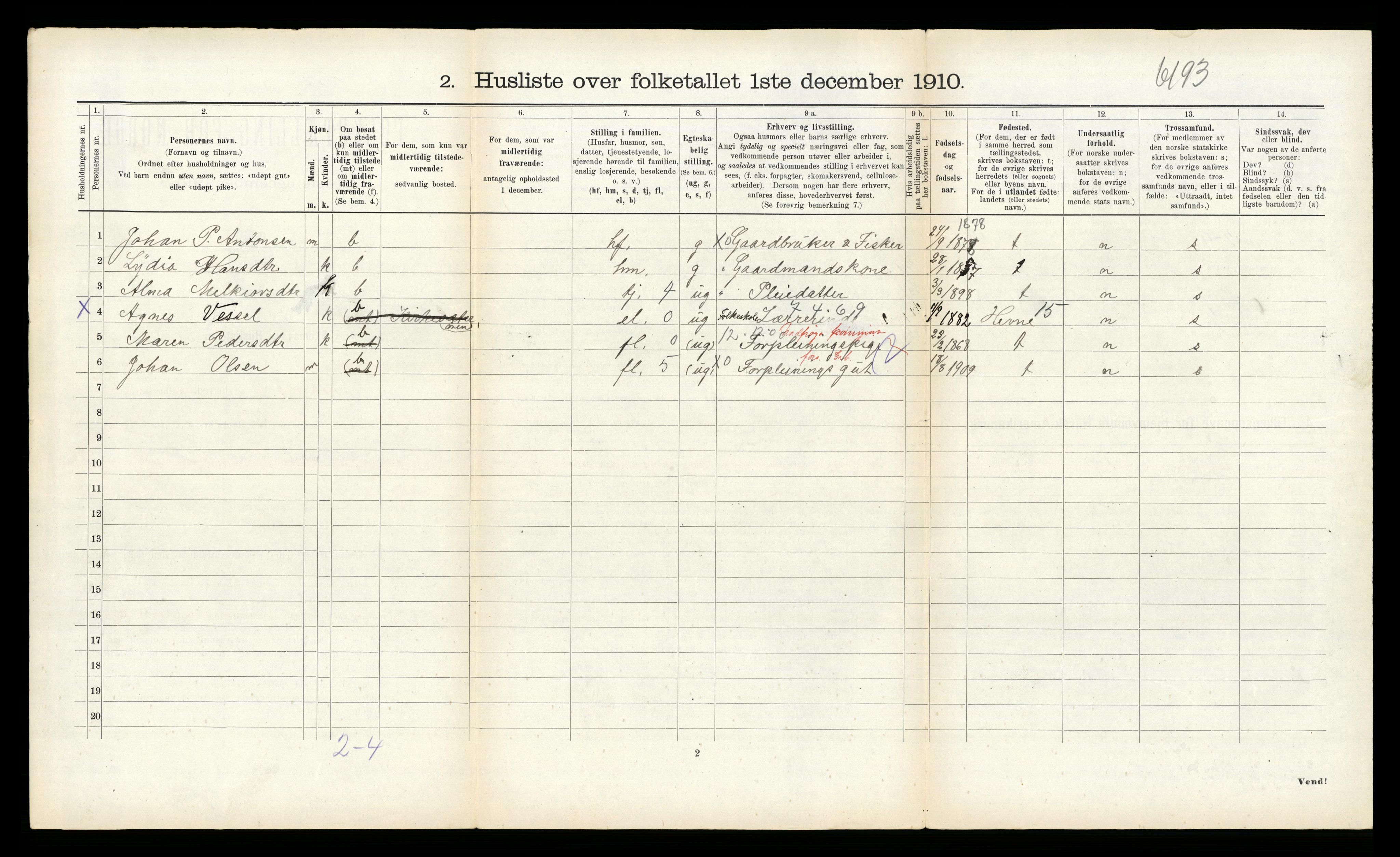 RA, Folketelling 1910 for 1620 Nord-Frøya herred, 1910, s. 103