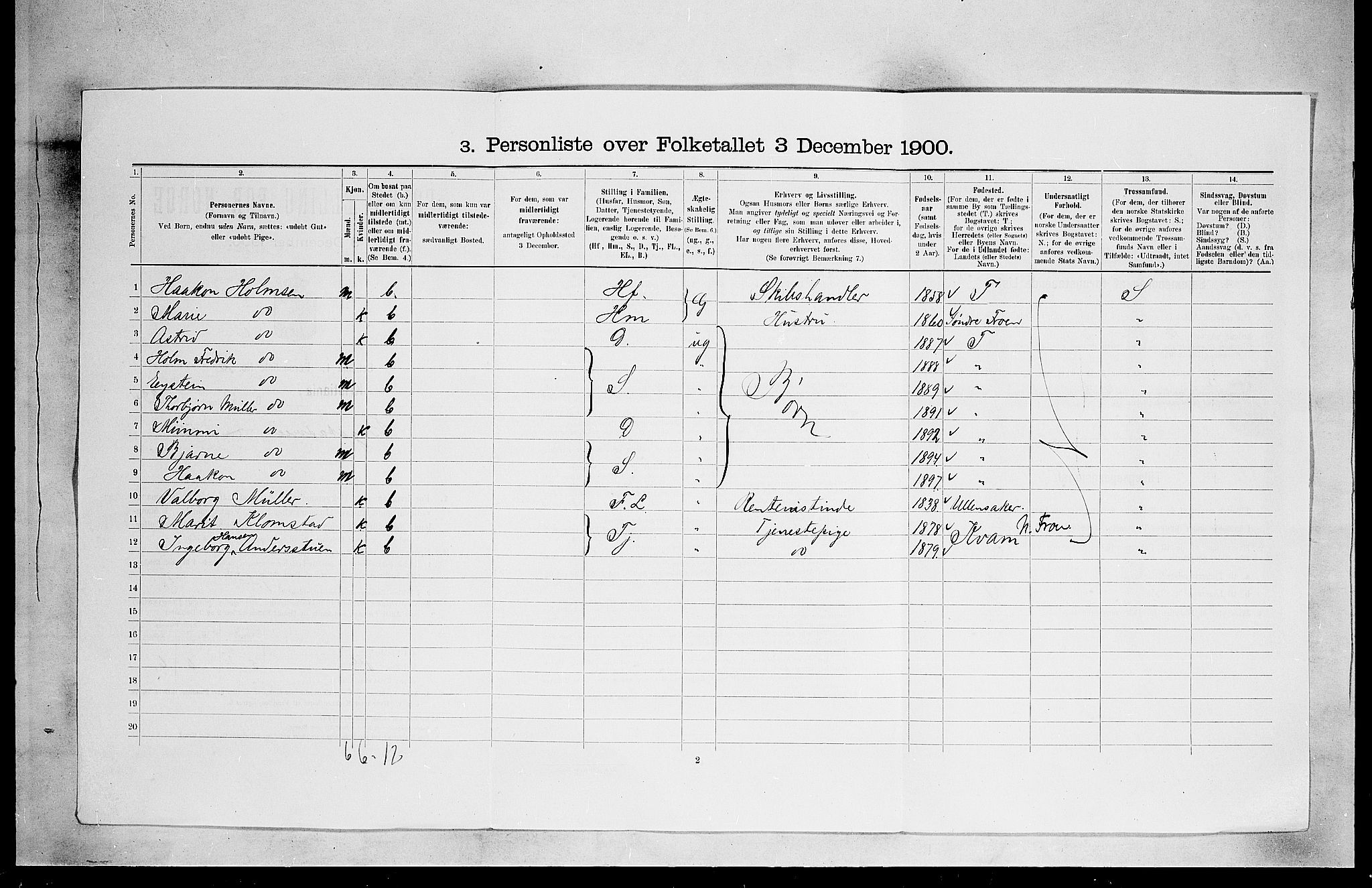 SAO, Folketelling 1900 for 0301 Kristiania kjøpstad, 1900, s. 6895