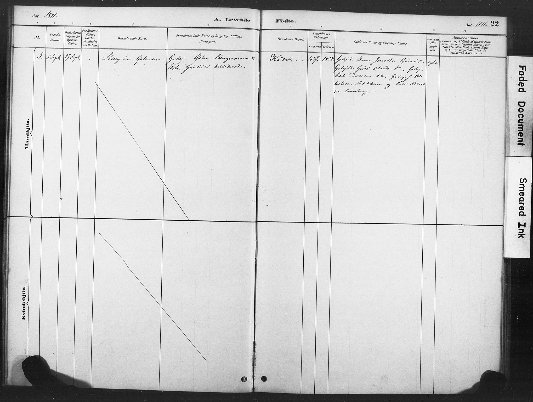 Nore kirkebøker, AV/SAKO-A-238/F/Fd/L0001: Ministerialbok nr. IV 1, 1878-1918, s. 22