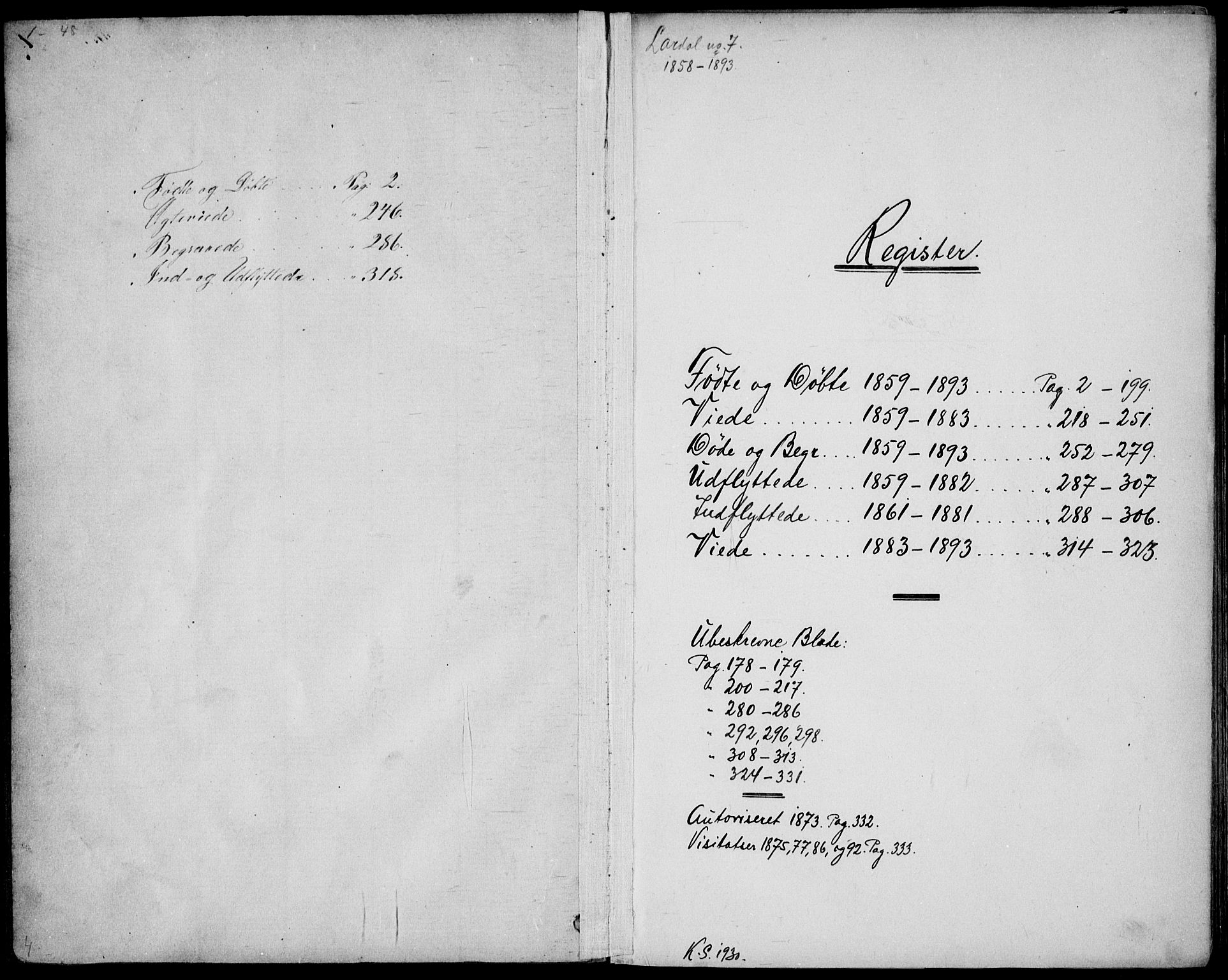 Lardal kirkebøker, SAKO/A-350/G/Gc/L0001: Klokkerbok nr. III 1, 1859-1893