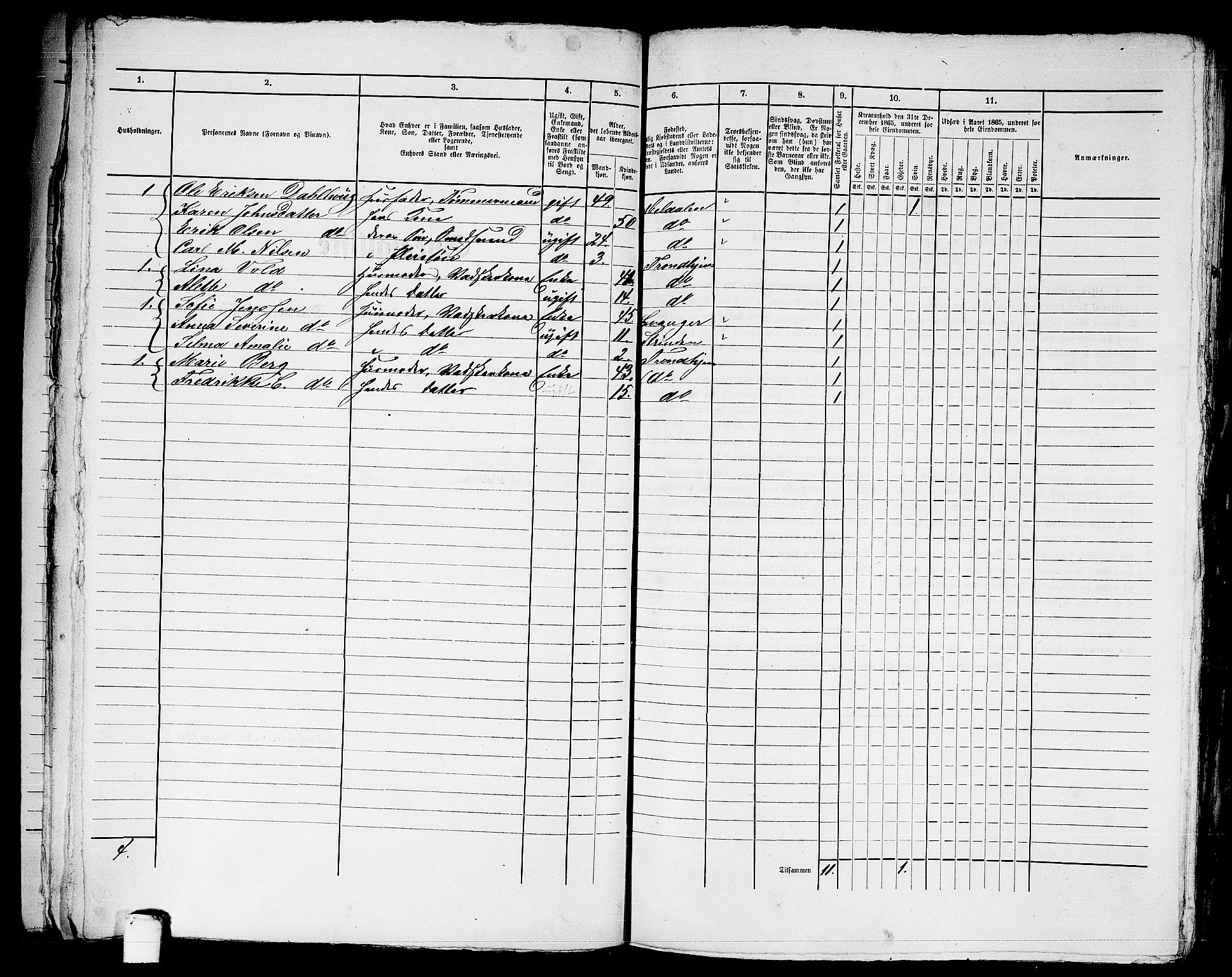 RA, Folketelling 1865 for 1601 Trondheim kjøpstad, 1865, s. 2694