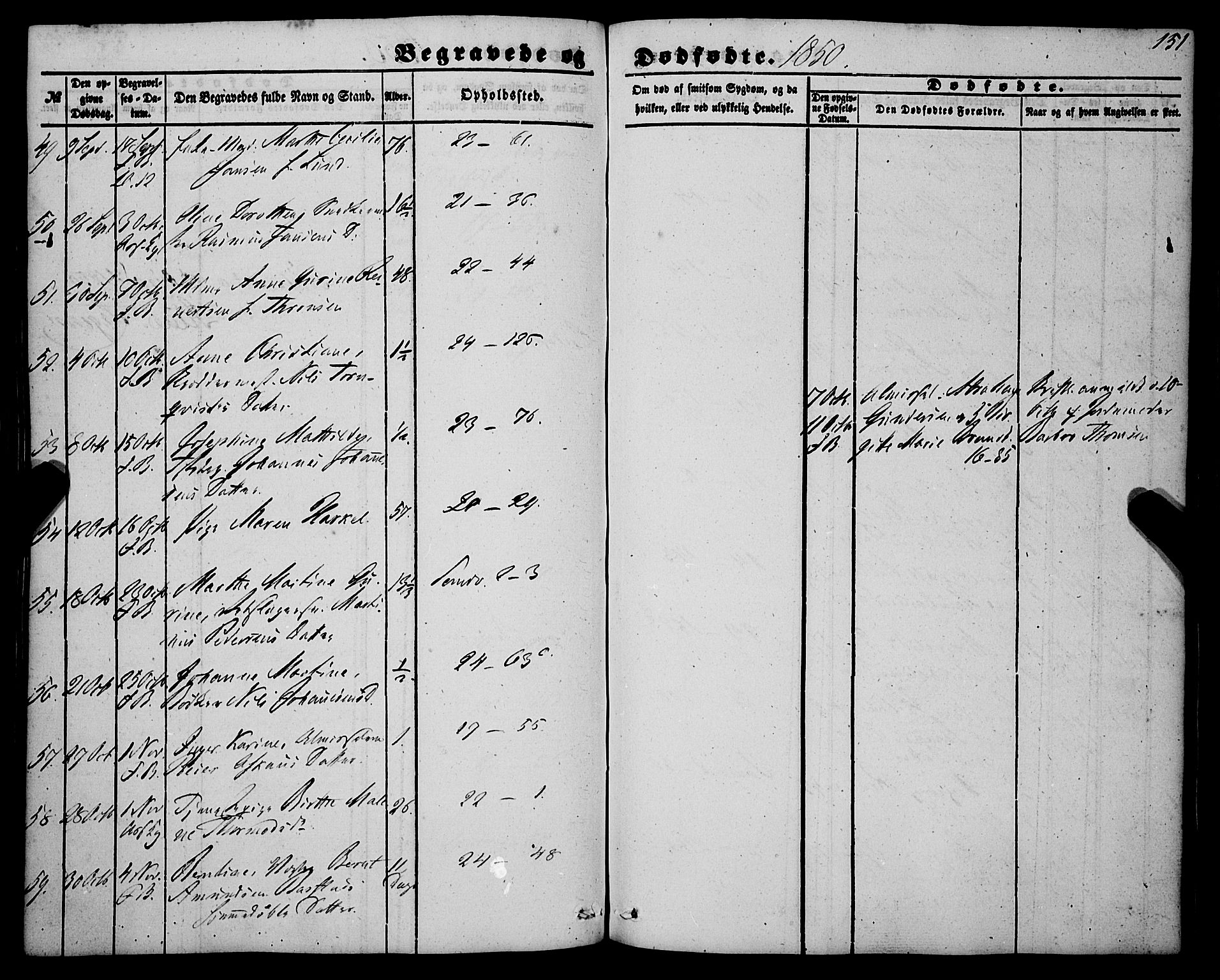 Korskirken sokneprestembete, AV/SAB-A-76101/H/Haa: Ministerialbok nr. E 2, 1848-1862, s. 151